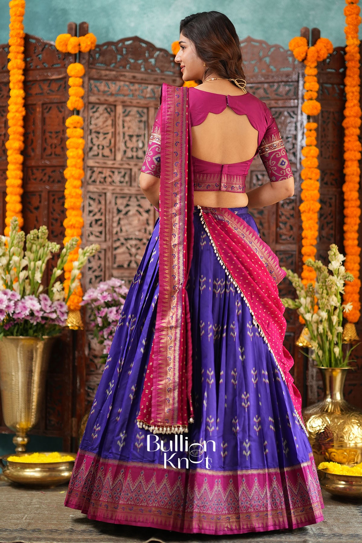 Bhargavi Blue ikkat soft silk Lehenga Set