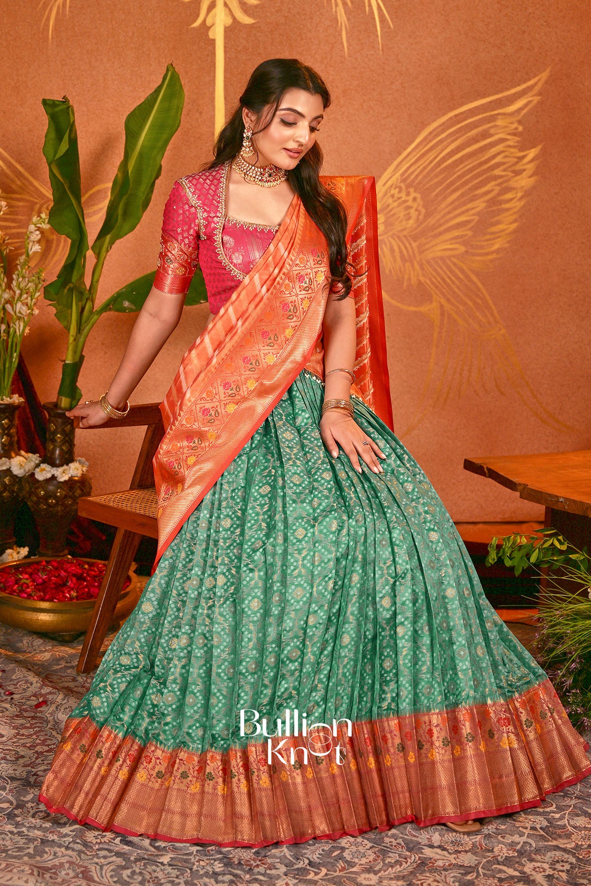 Mandira Orange Patola Silk Lehenga Set