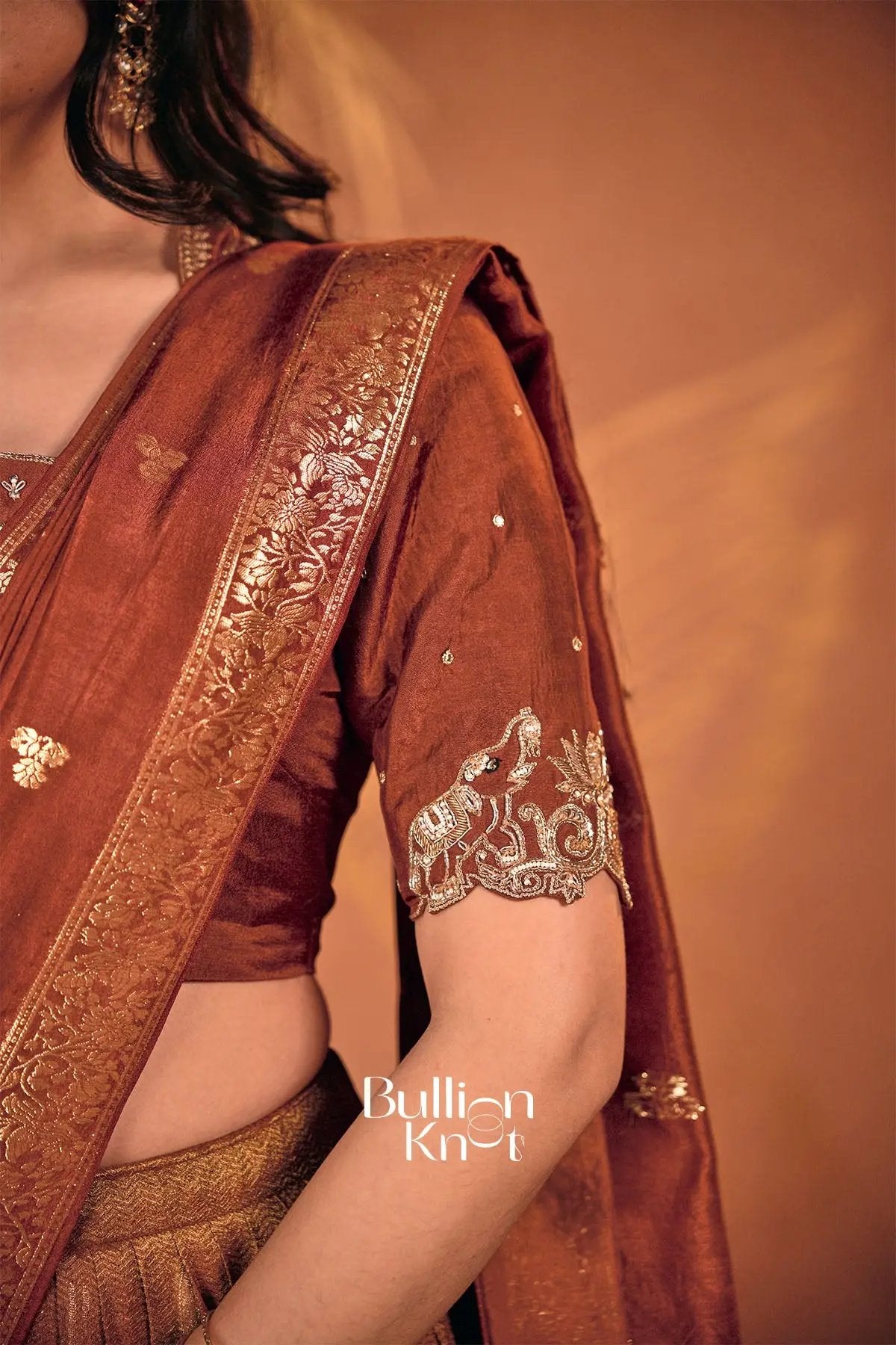 Pavitra Copper Rust Silk Lehenga Set