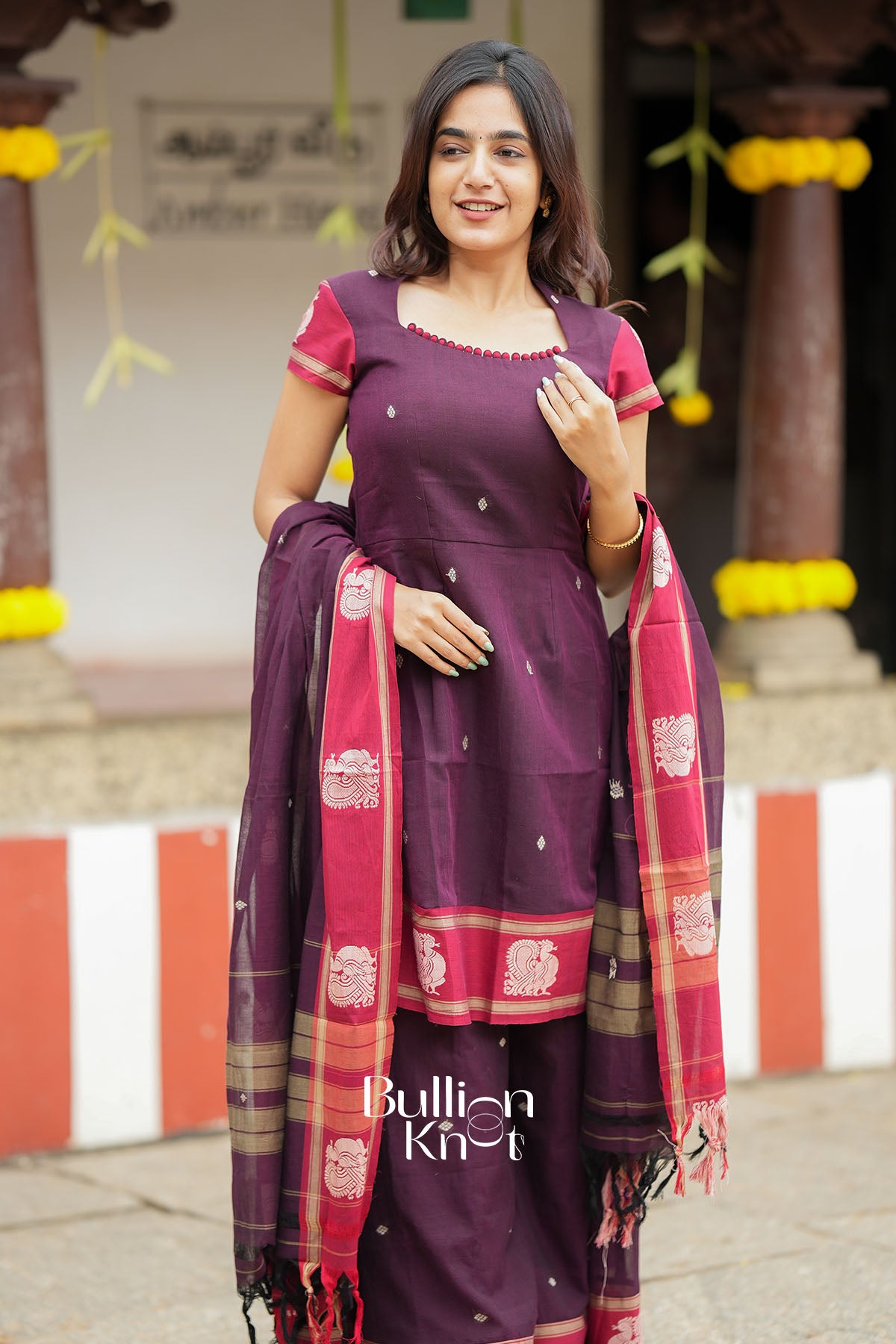 Ankita Handloom Maroon Suit Set