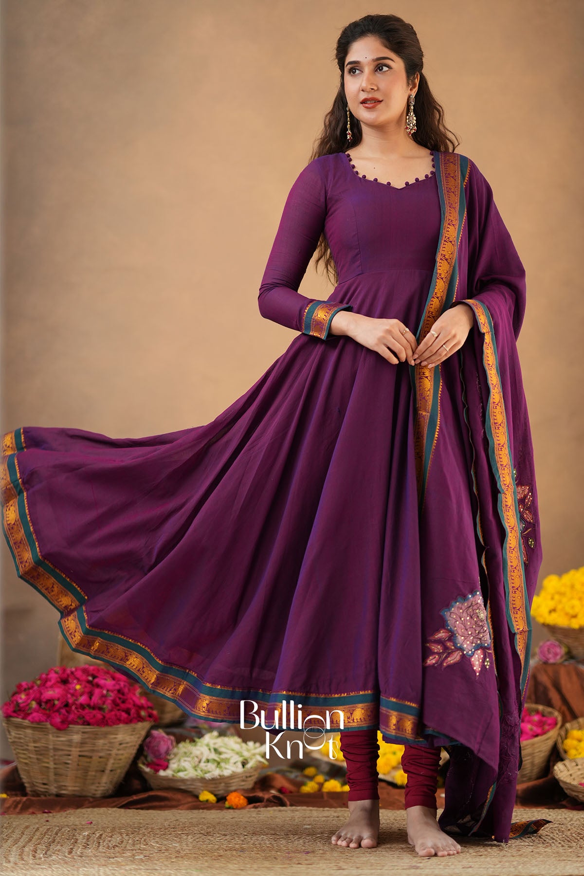 Jamuni Handloom Magenta Anarkali Dress