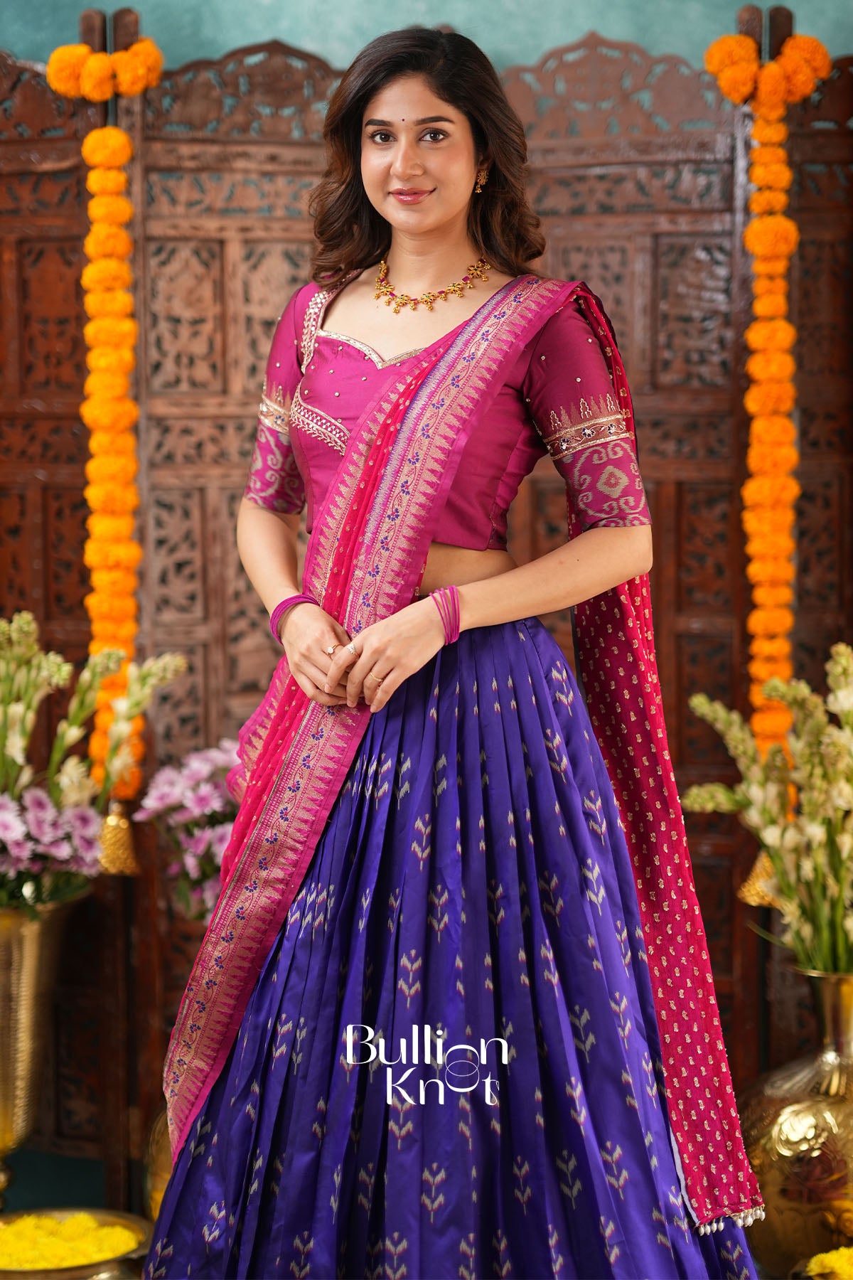 Bhargavi Blue ikkat soft silk Lehenga Set