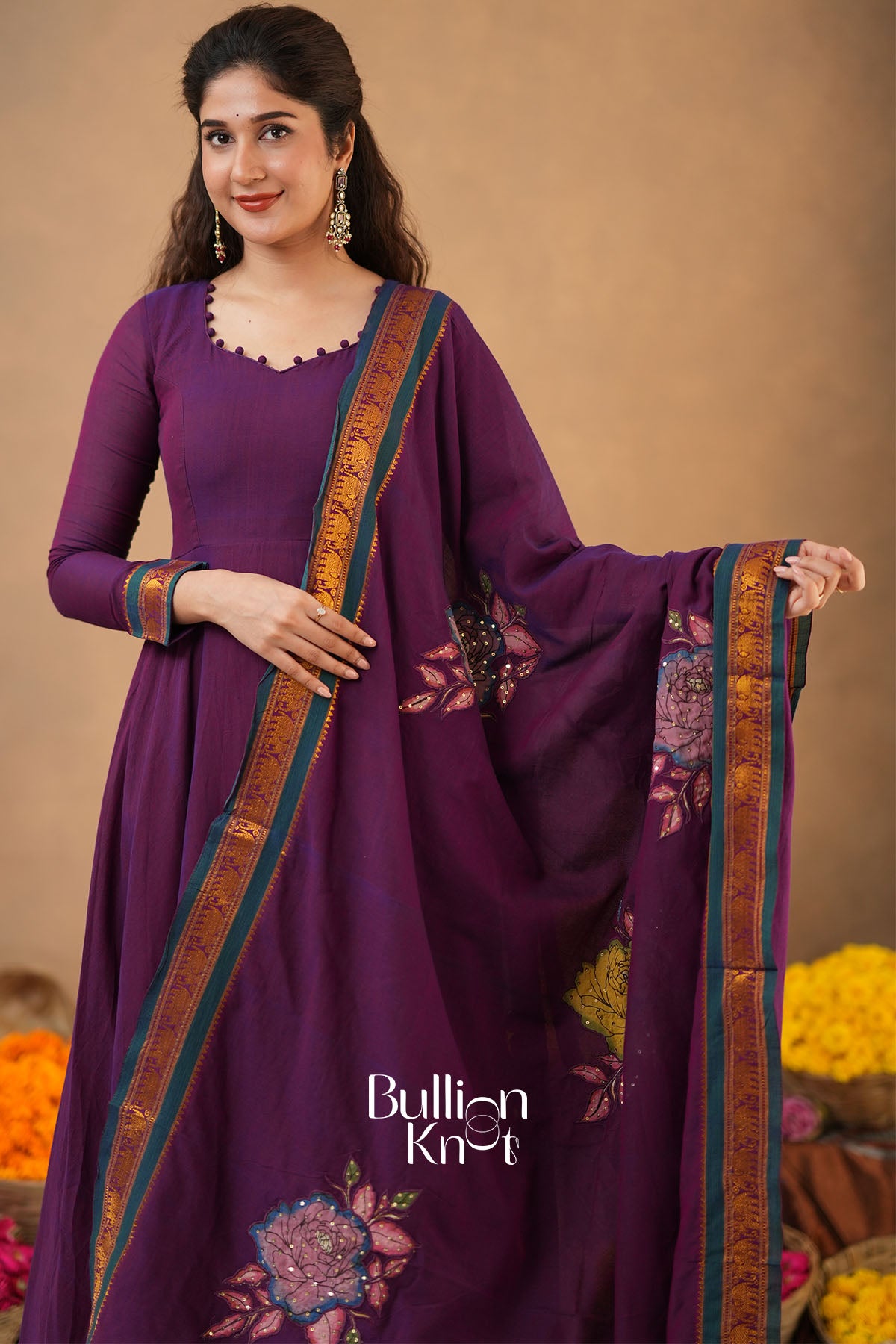 Jamuni Handloom Magenta Anarkali Dress