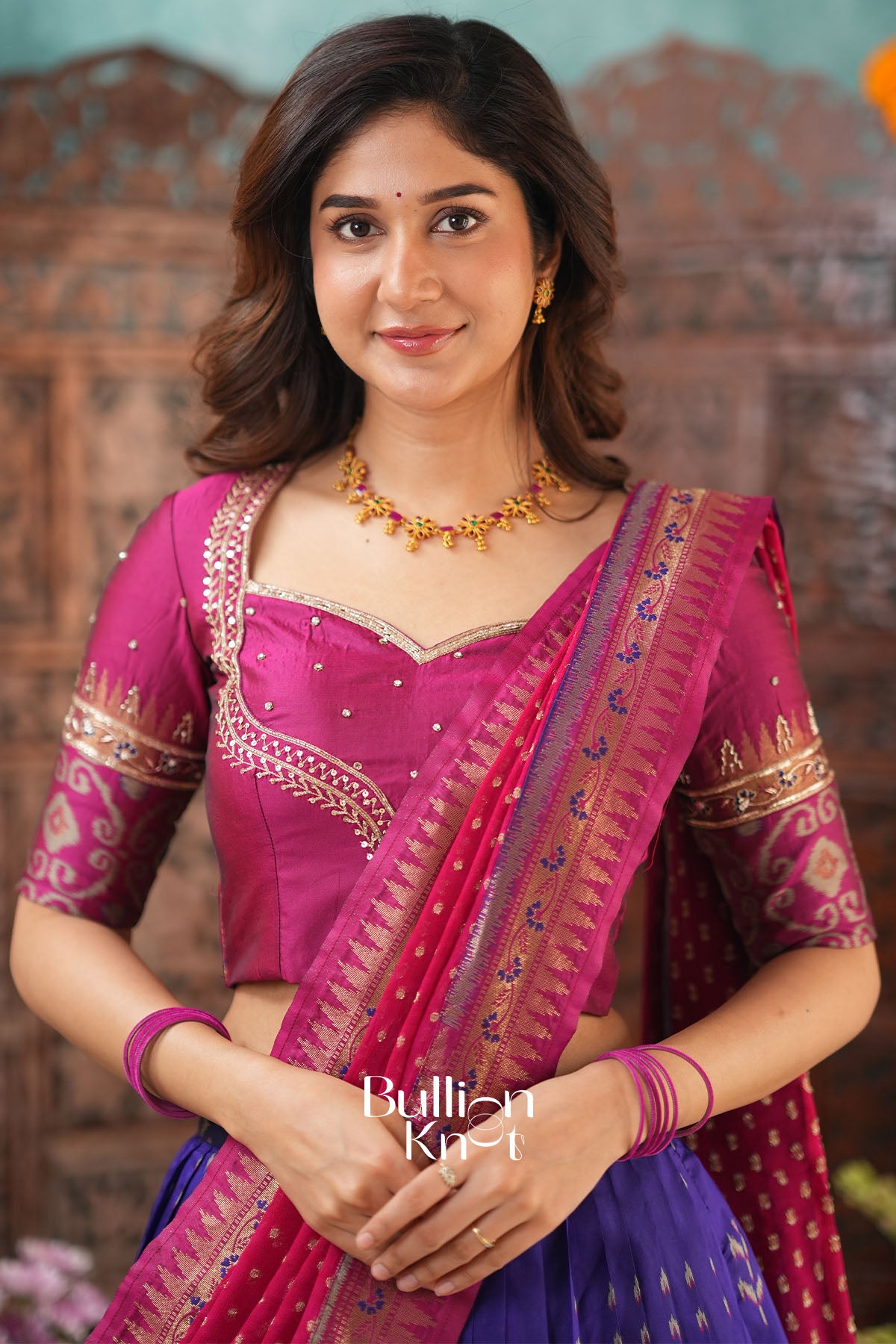 Bhargavi Blue ikkat soft silk Lehenga Set