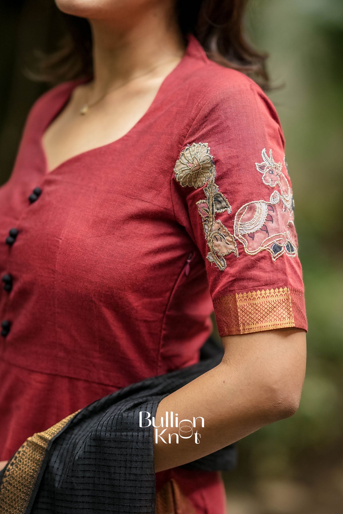 Avikaa Maroon Manglagiri Cotton Kurta Set