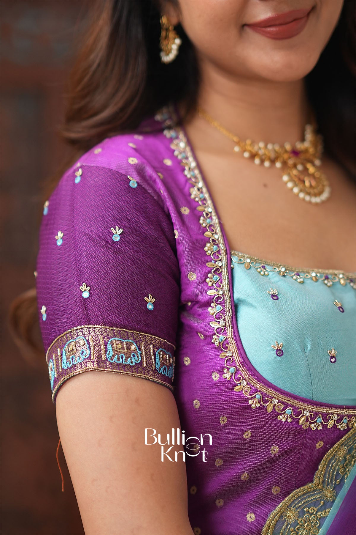 Dhaitri Sky Blue Gadwal Lehenga Set