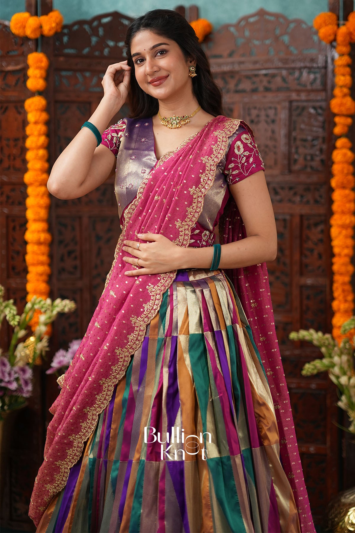 Vaishali Pink Soft Silk Lehenga Set