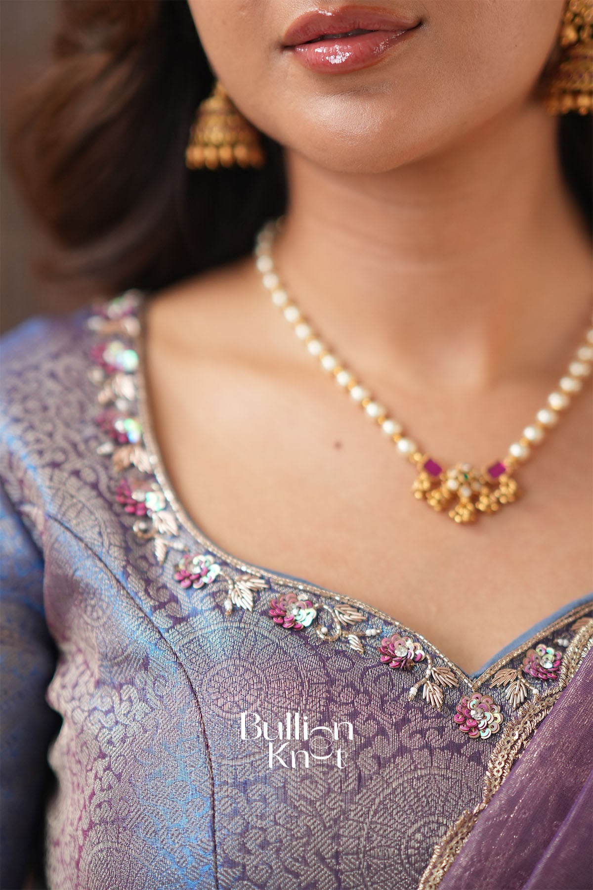 Chestha Tissue Zari Purple Lehenga Set