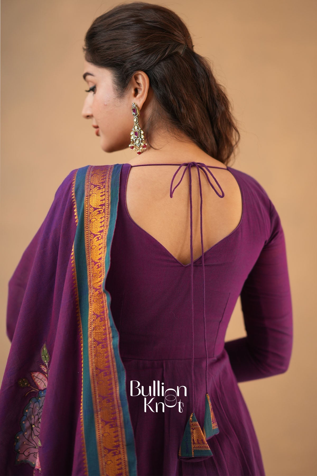 Jamuni kalamkari Handloom Magenta Anarkali Dress