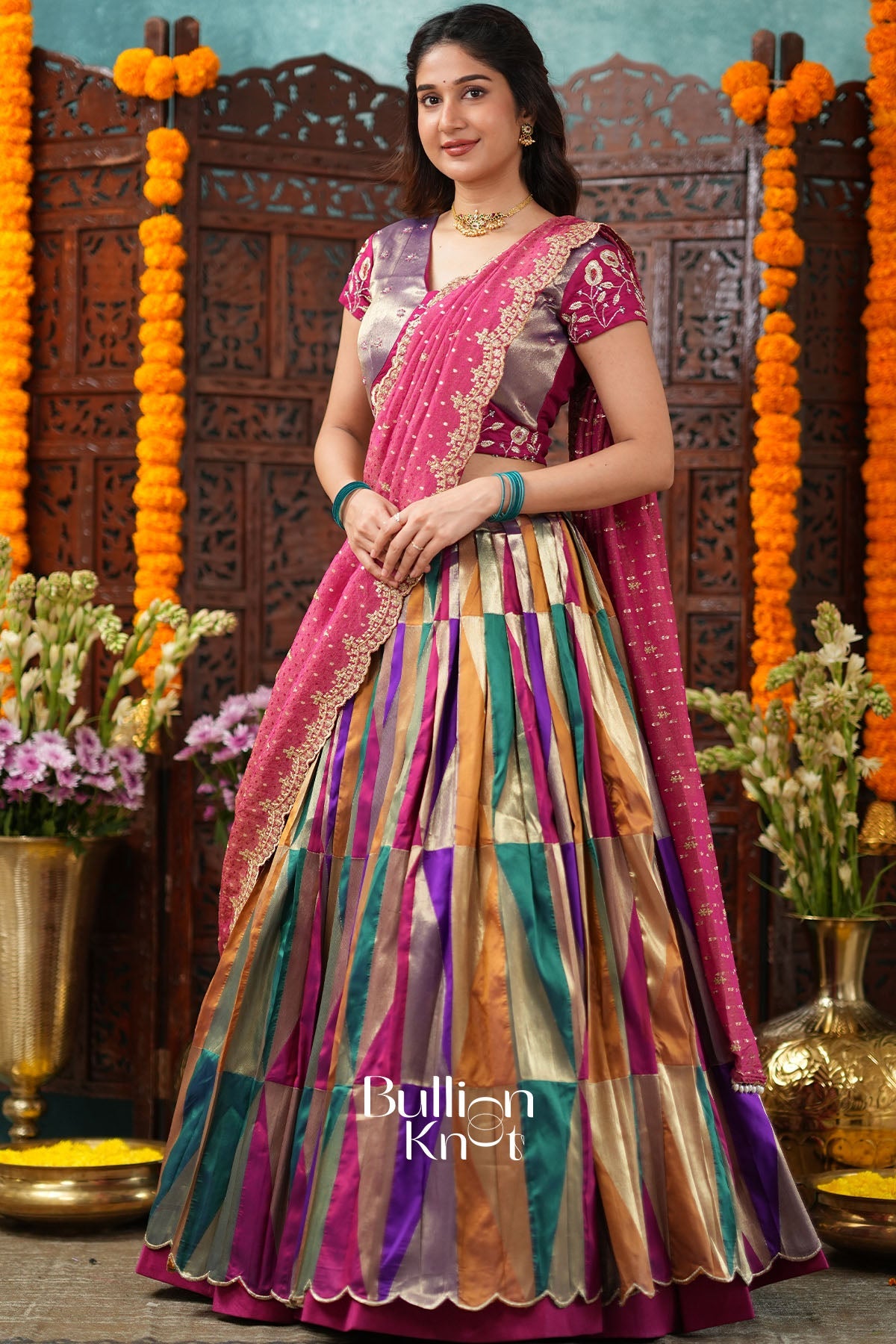 Vaishali Pink Soft Silk Lehenga Set