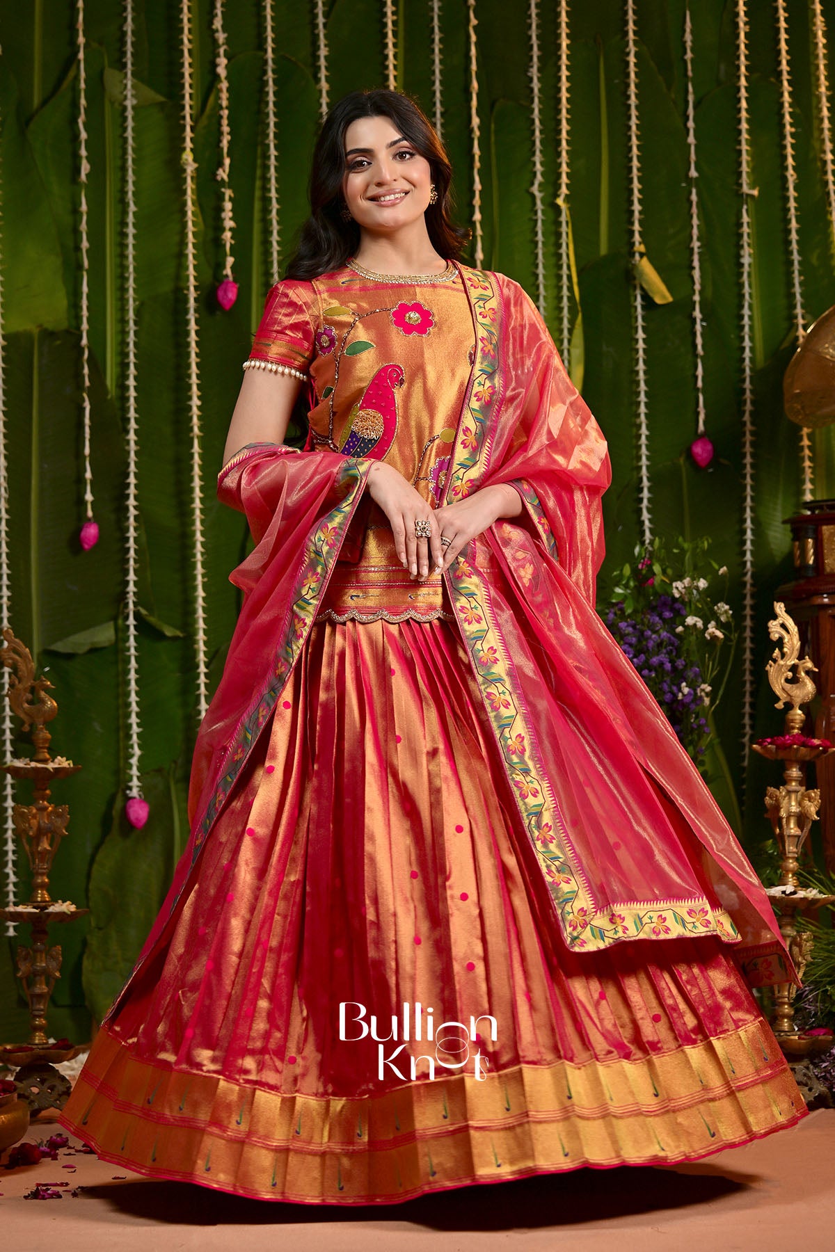 Rajwadi Paithani 2 in 1 Silk Lehenga set with Jacket