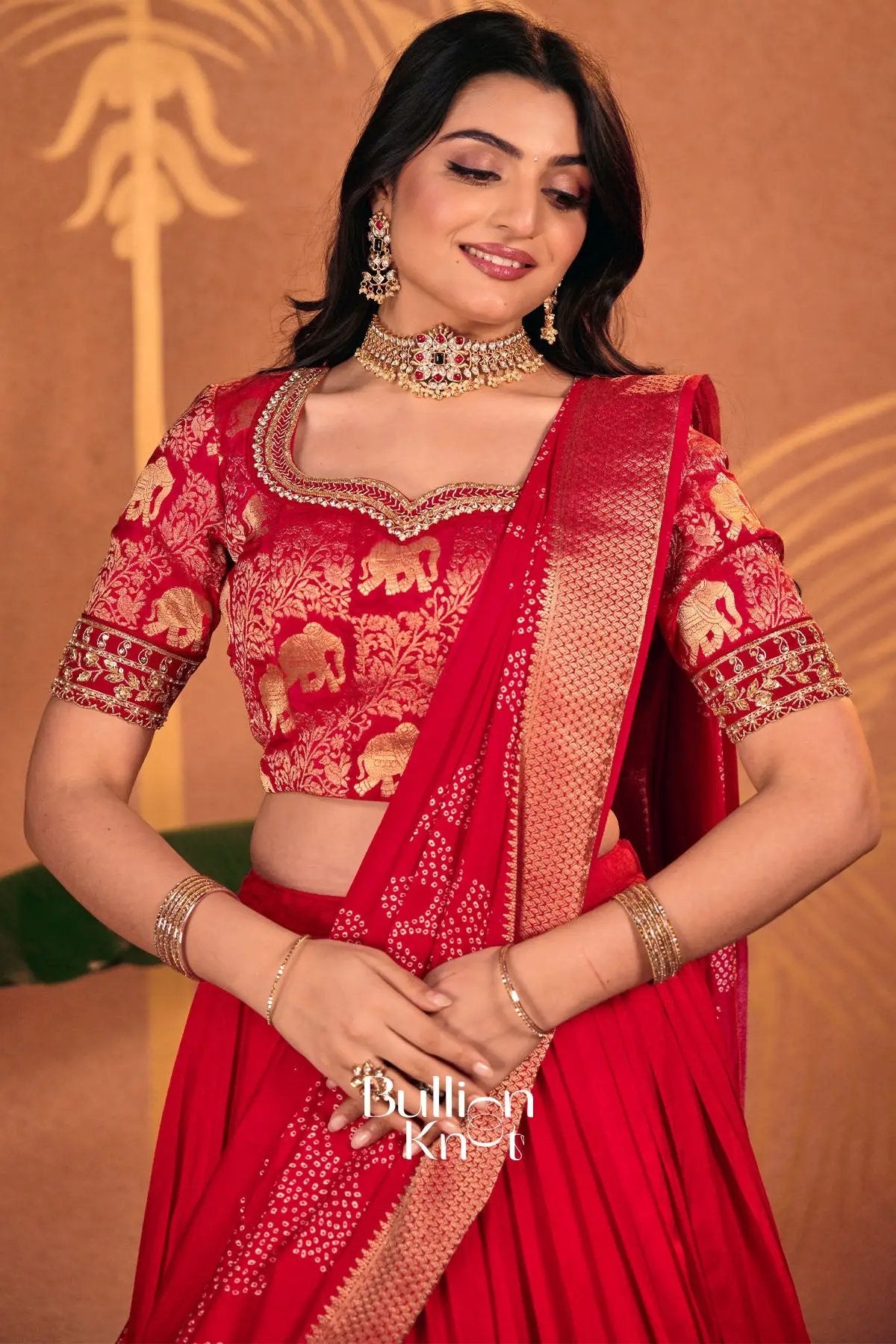 Saraswati Dola silk Red Lehenga Set for wadding