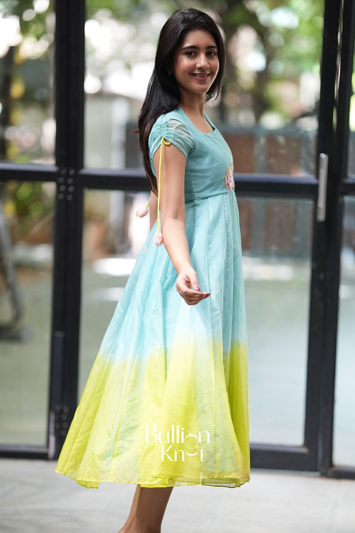 Aqua Zyra Kota Doria Midi Dress - Stylish Ethnic Wear