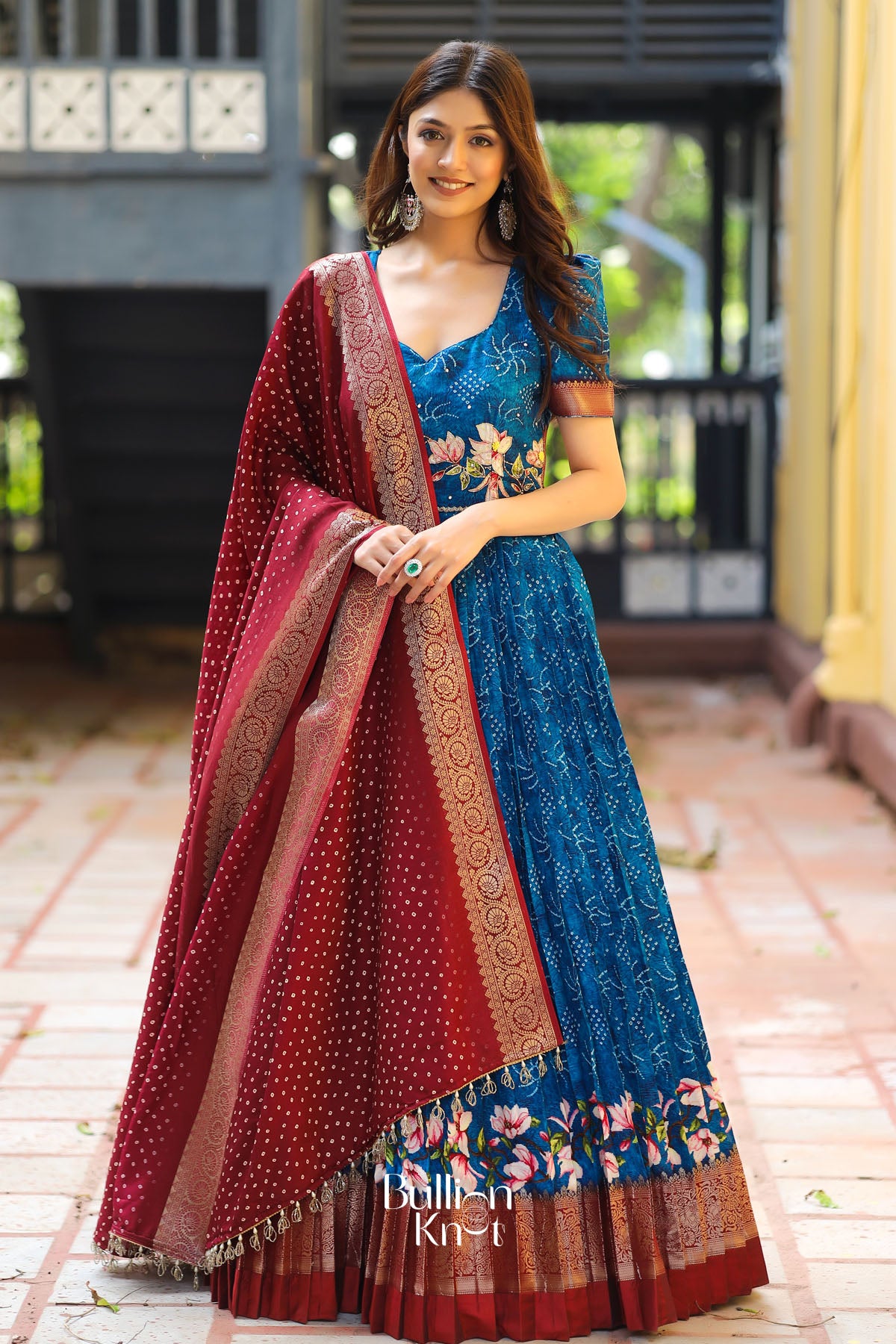 Bit of Blue Bandhej Anarkali Dress