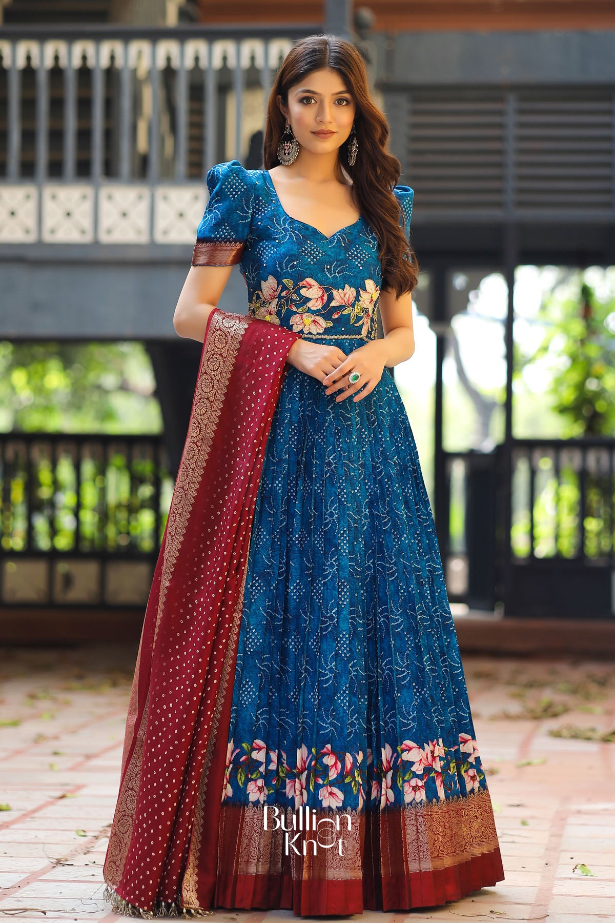 Bit of Blue Bandhej Anarkali Dress