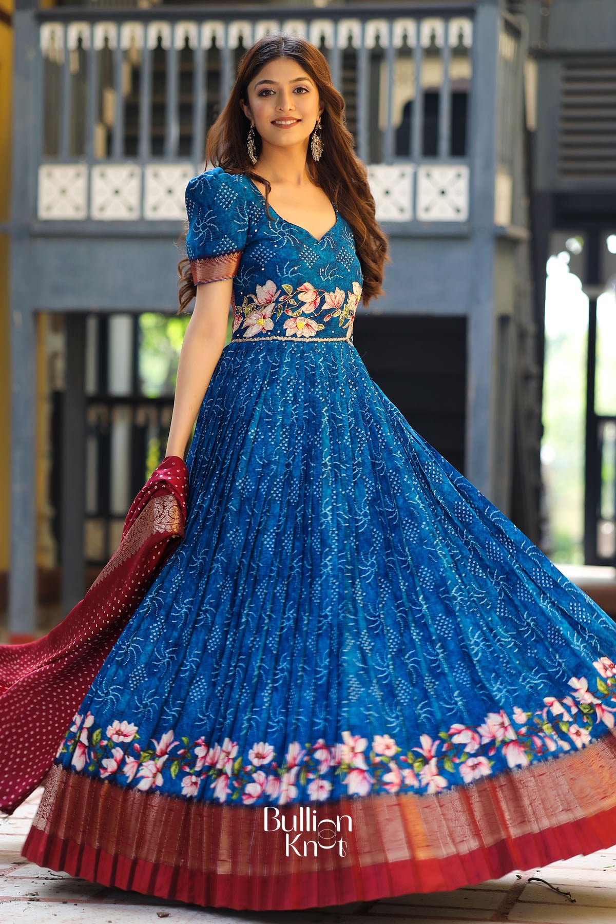 Bit of Blue Bandhej Anarkali Dress