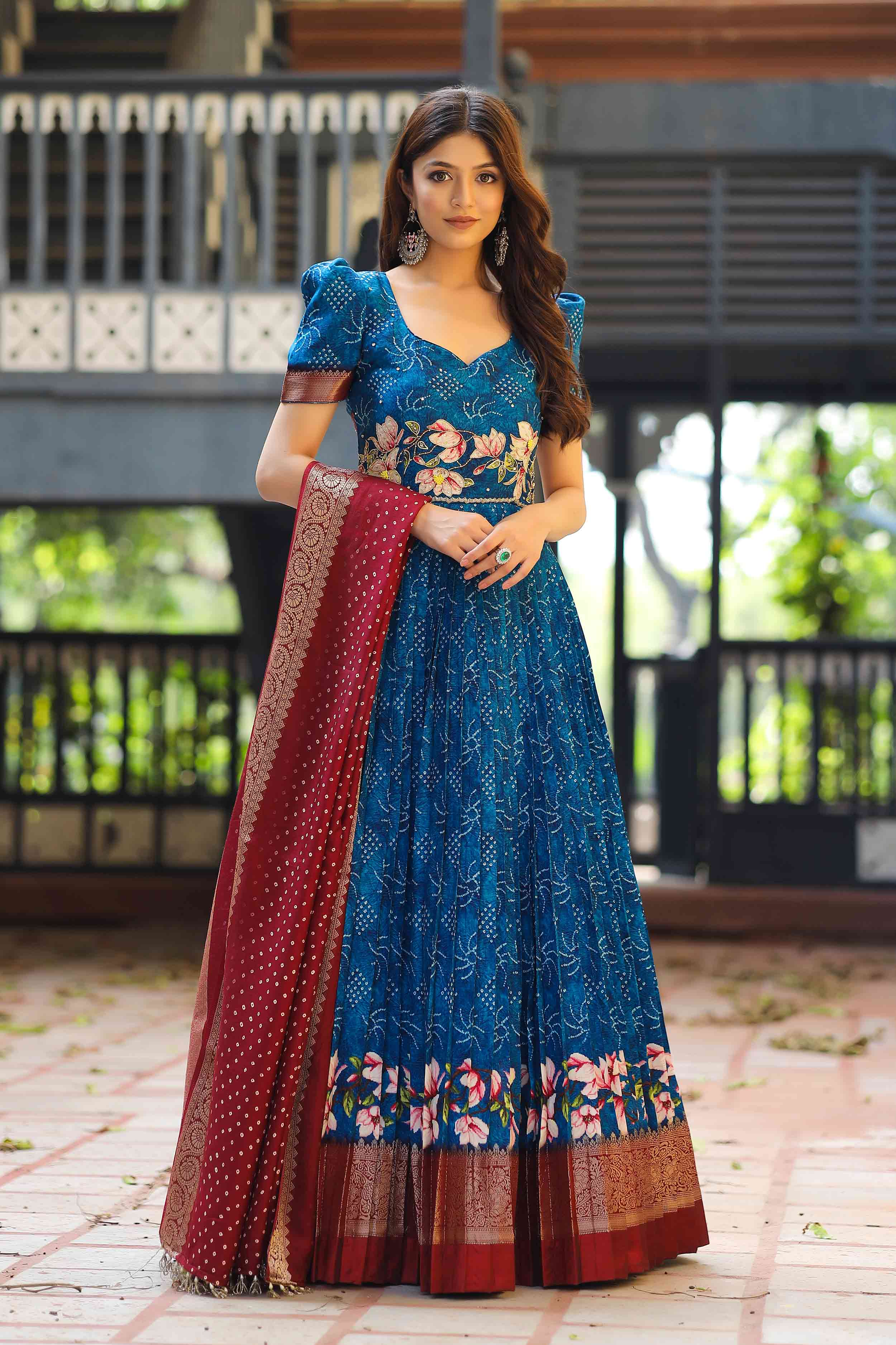Blue Banarasi Dress - Bullionknot
