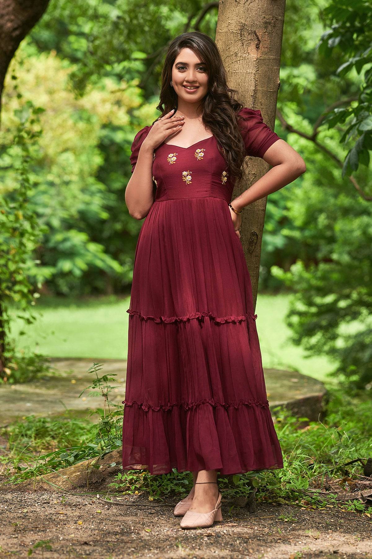 a woman in Red Dress