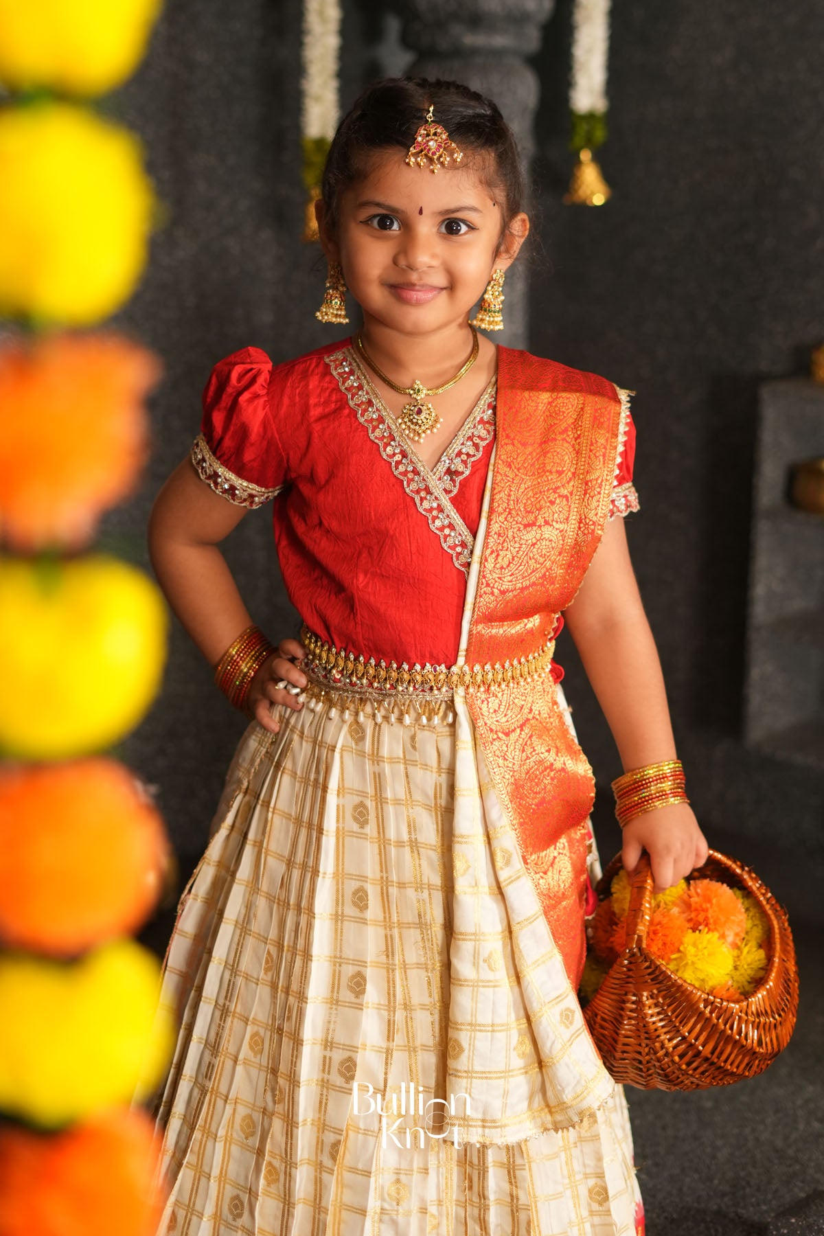 Baby Brindadevi Lehenga Set in Red