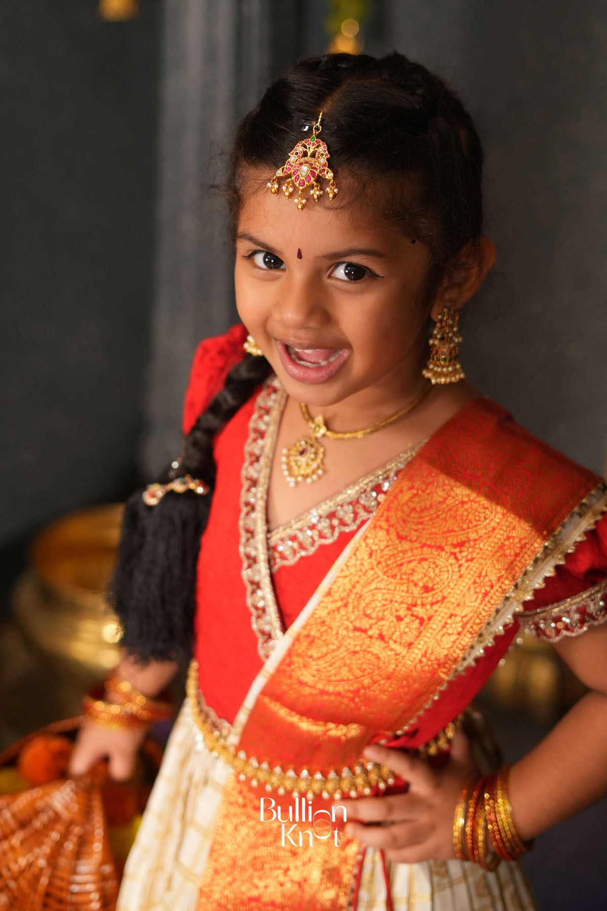 Baby Brindadevi Lehenga Set in Red
