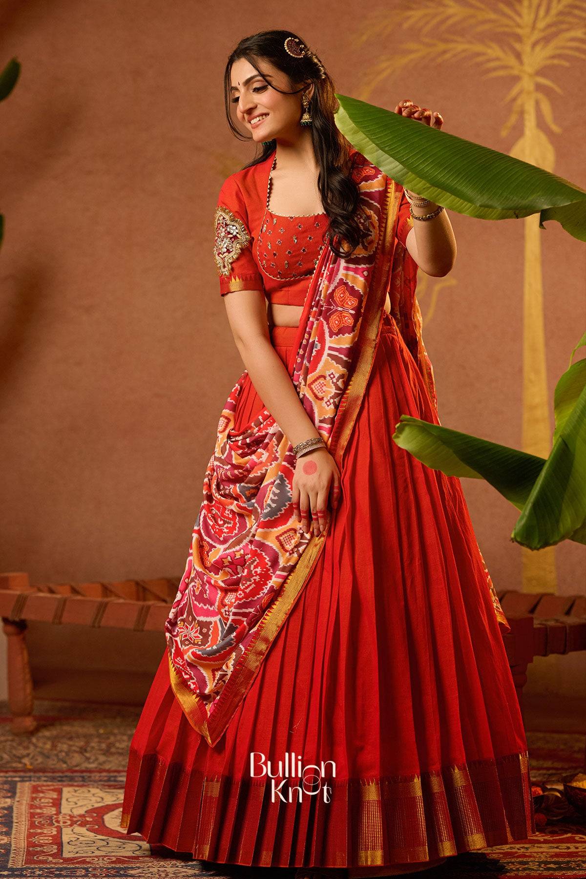 Nakshatra Half Saree in Orange