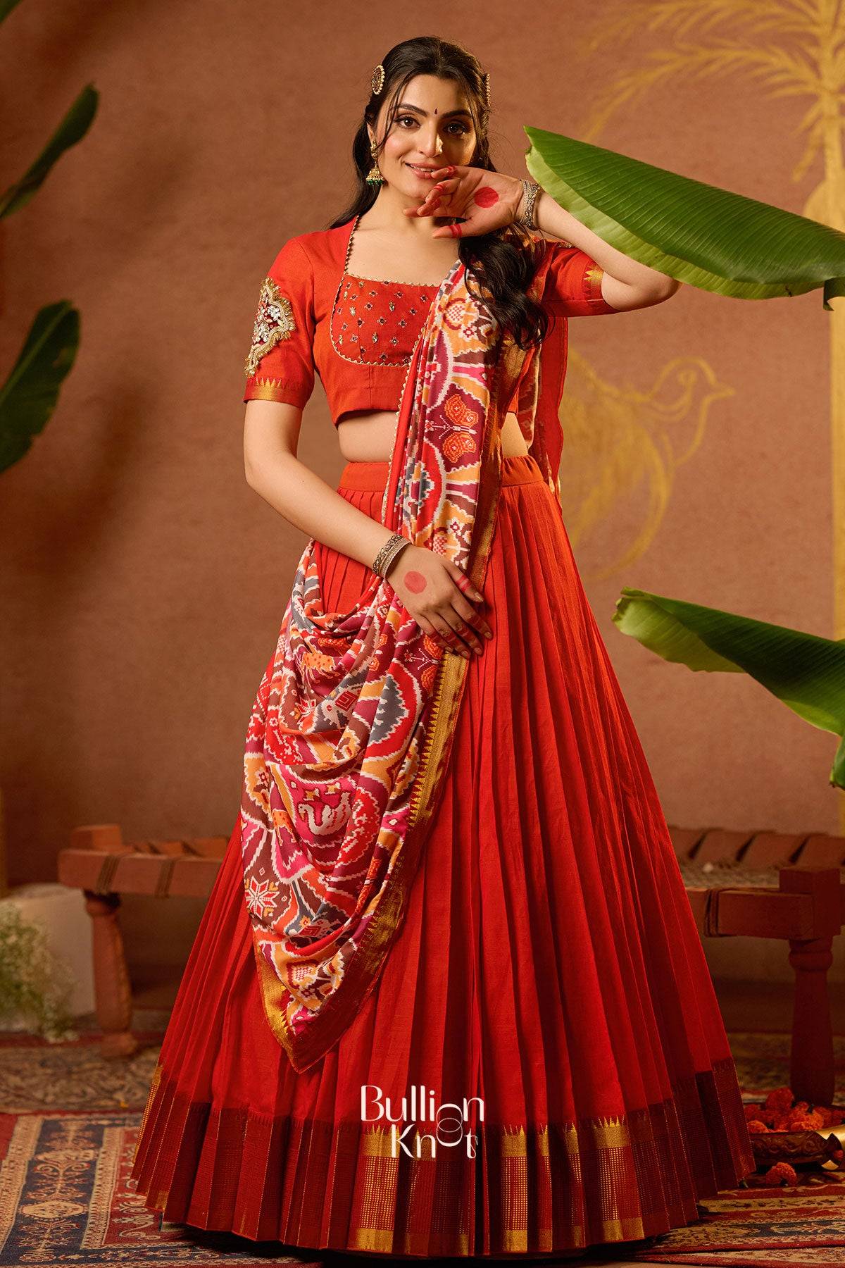 Nakshatra Half Saree in Orange