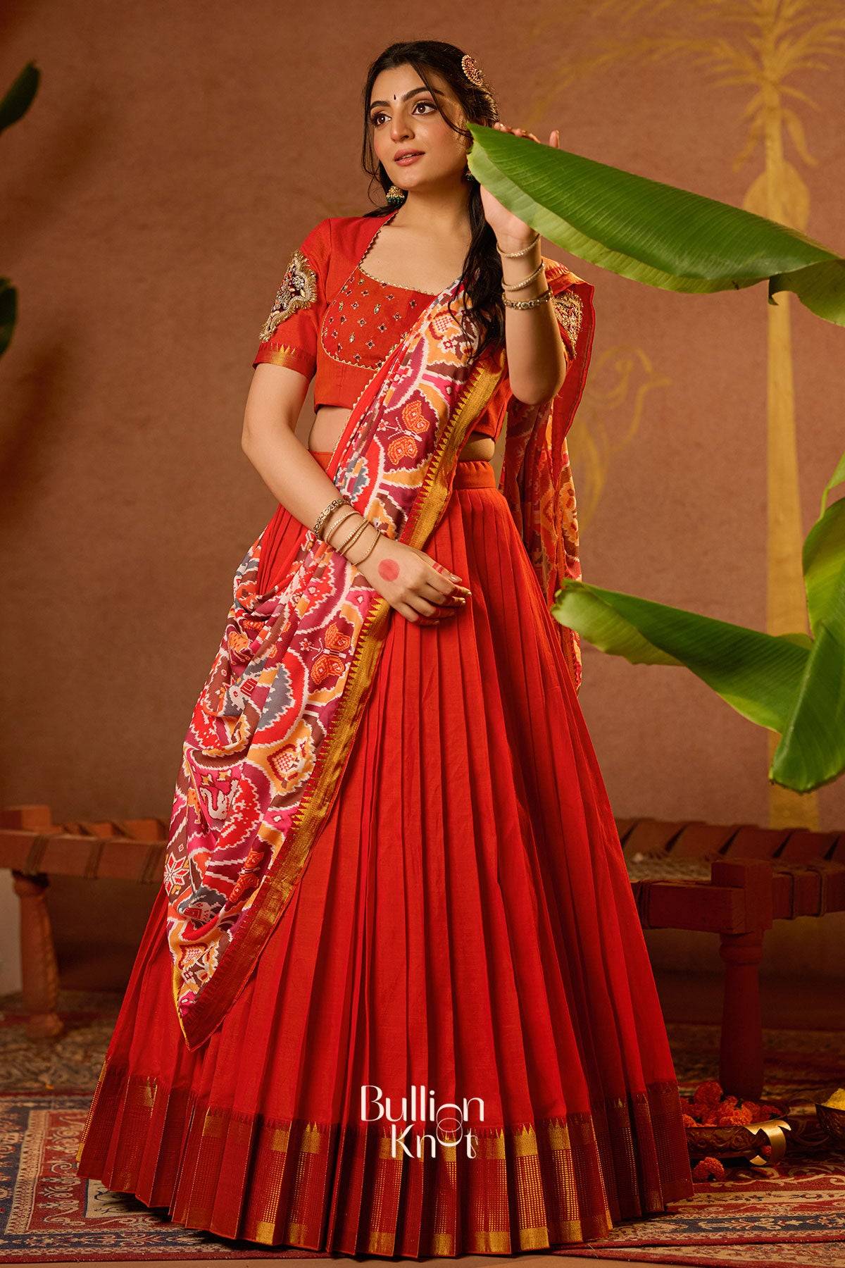 Nakshatra Half Saree in Orange