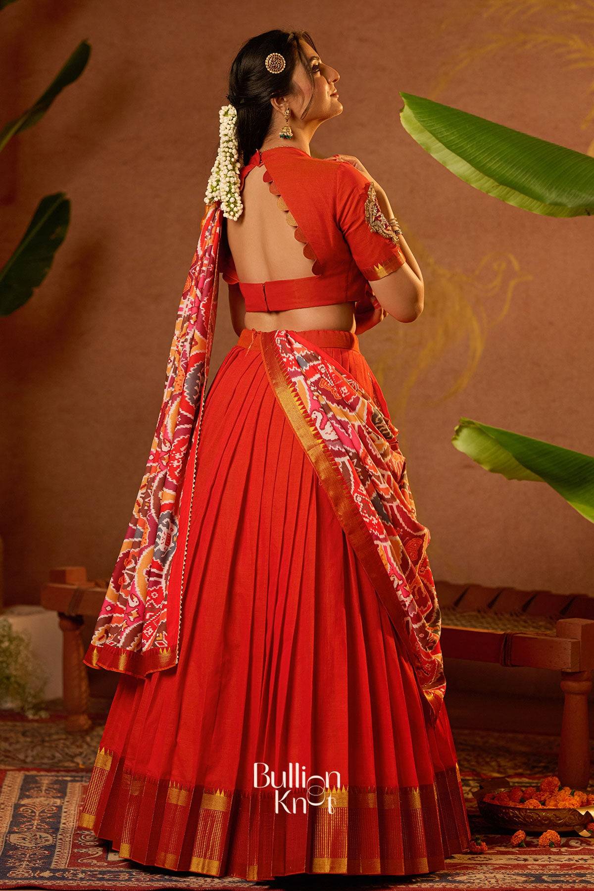 Nakshatra Half Saree in Orange