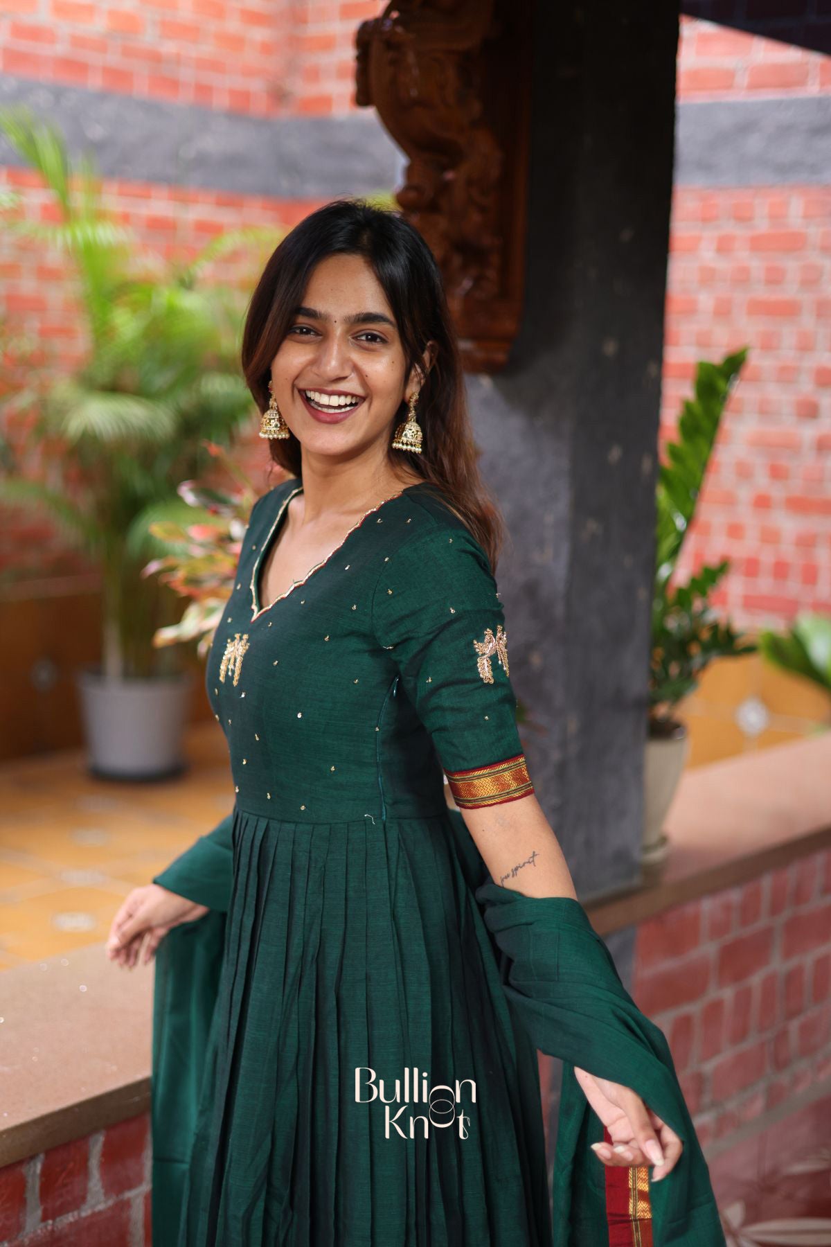 Traditional Bunaai Handloom Anarkali Dress