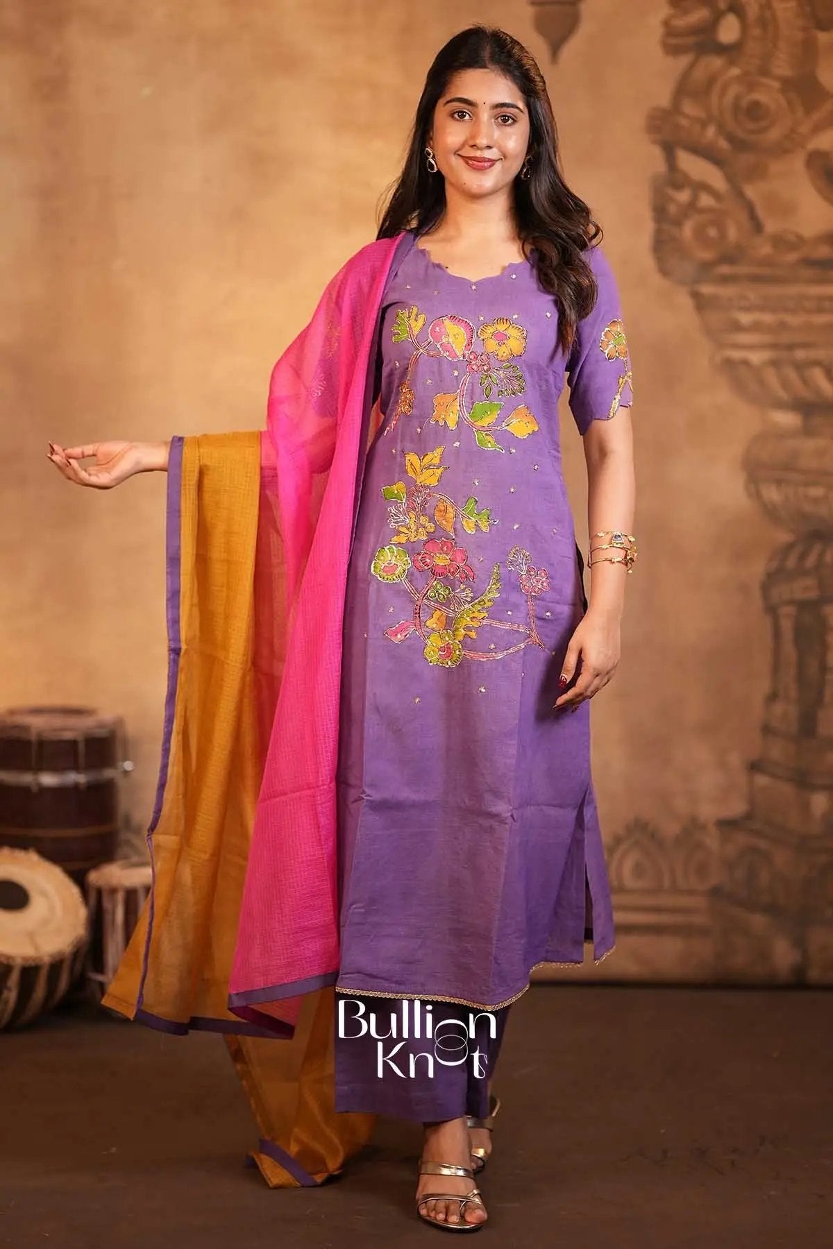 Chitrani Lavender Handloom Kurta Set