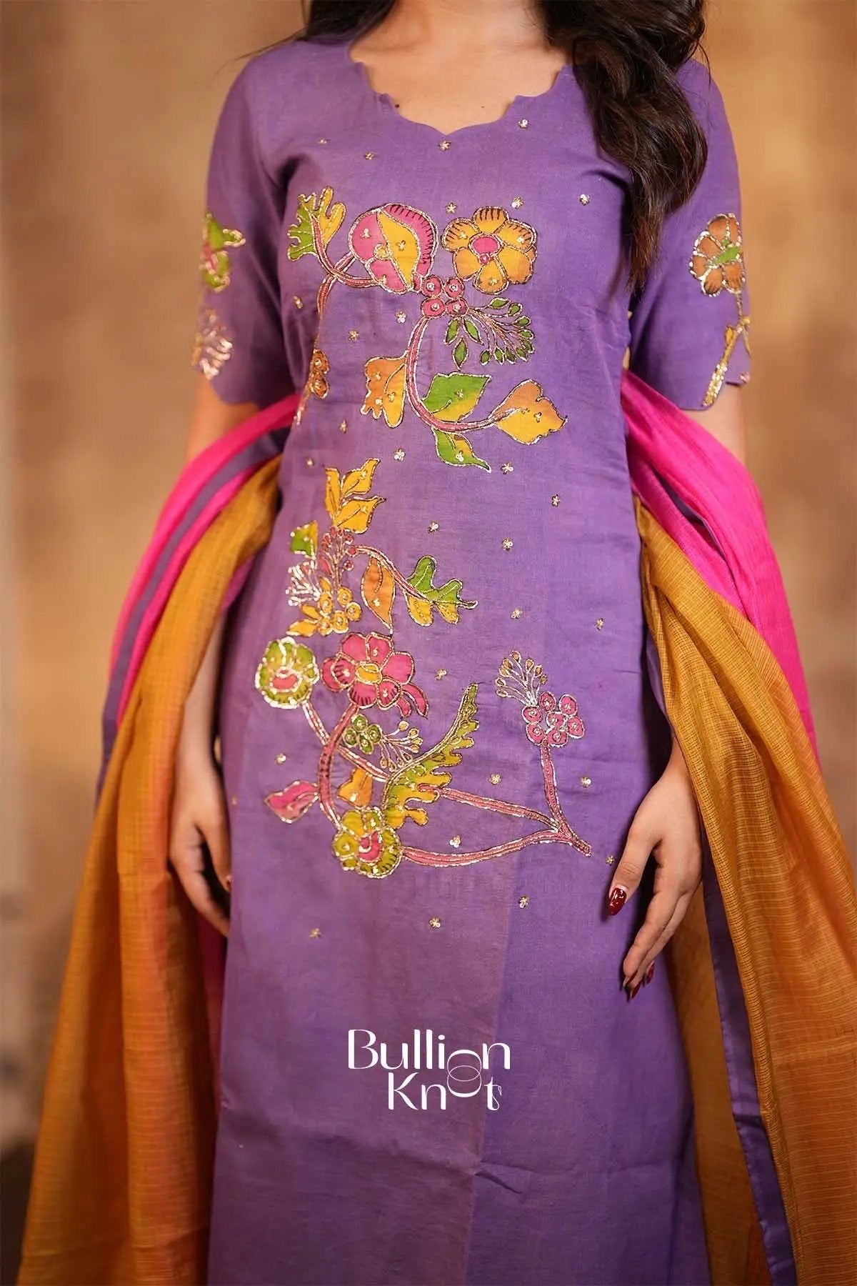 Chitrani Lavender Handloom Kurta Set