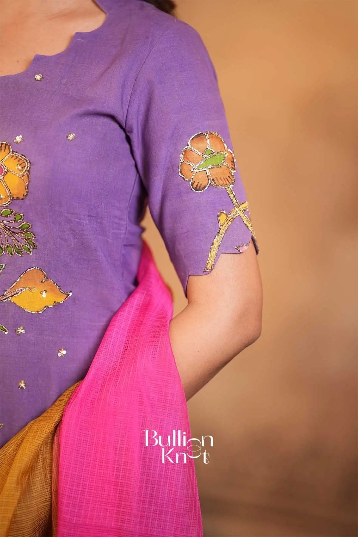 Chitrani Lavender Handloom Kurta Set