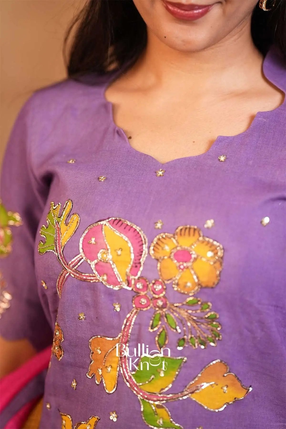 Chitrani Lavender Handloom Kurta Set