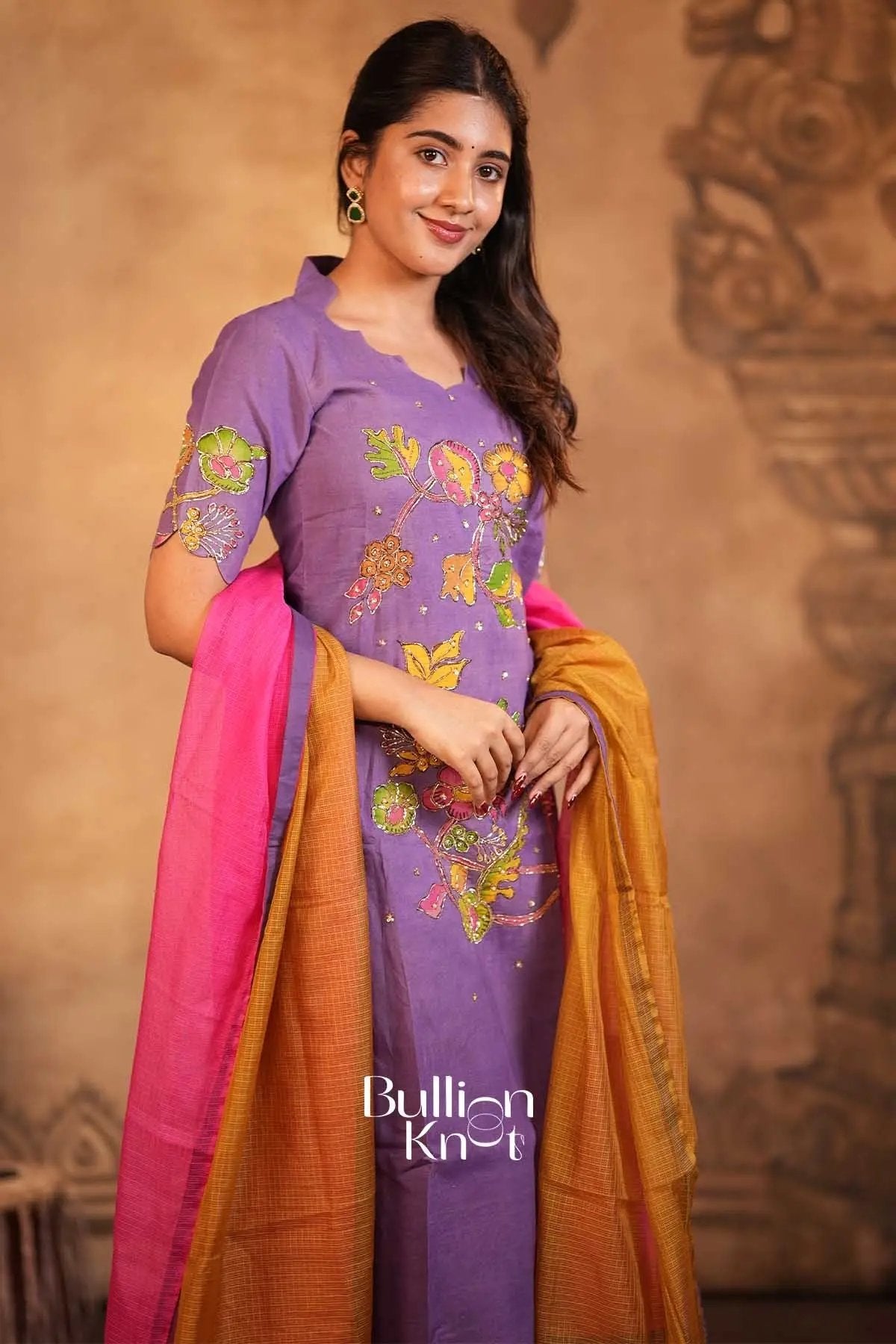 Chitrani Lavender Handloom Kurta Set