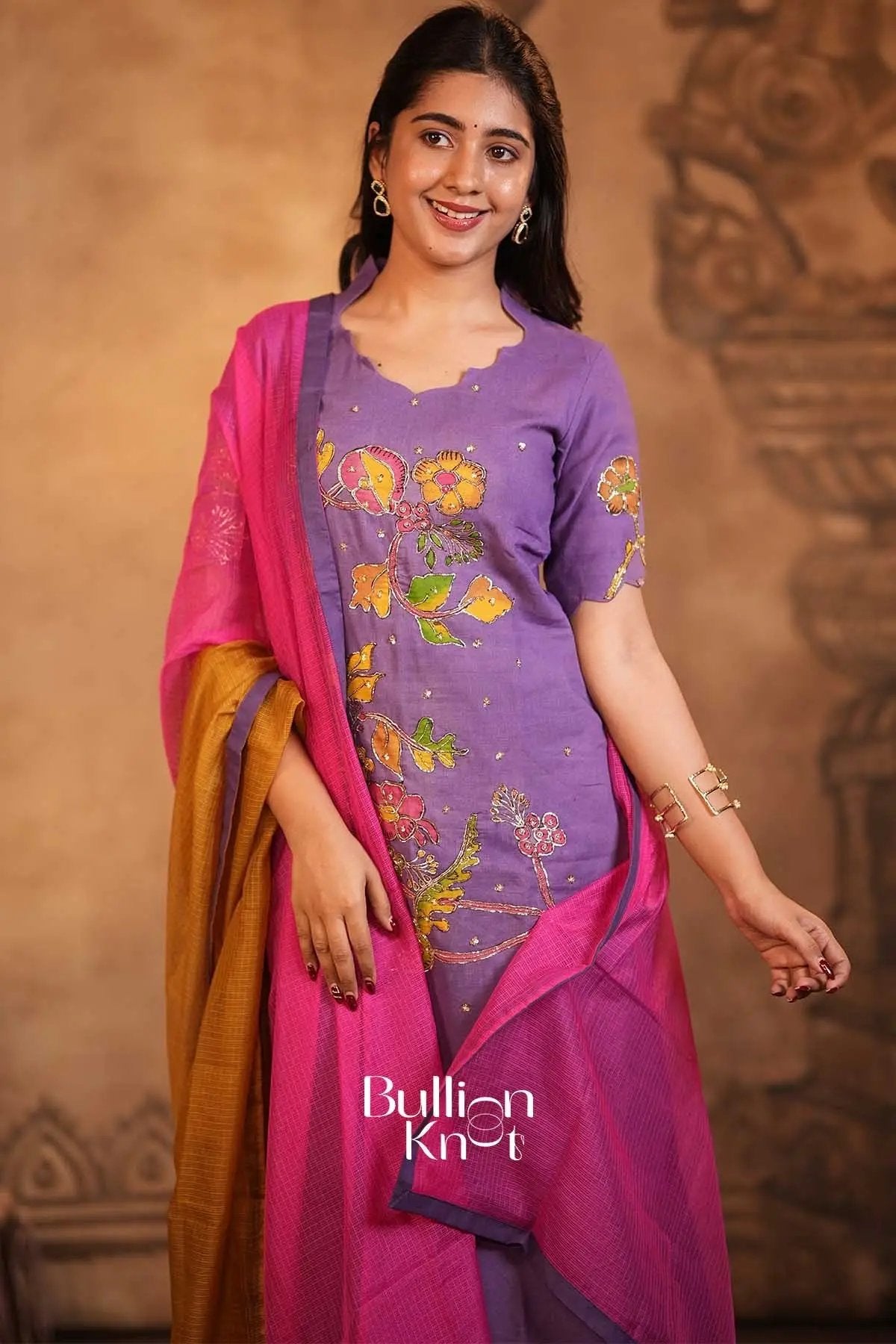 Chitrani Lavender Handloom Kurta Set