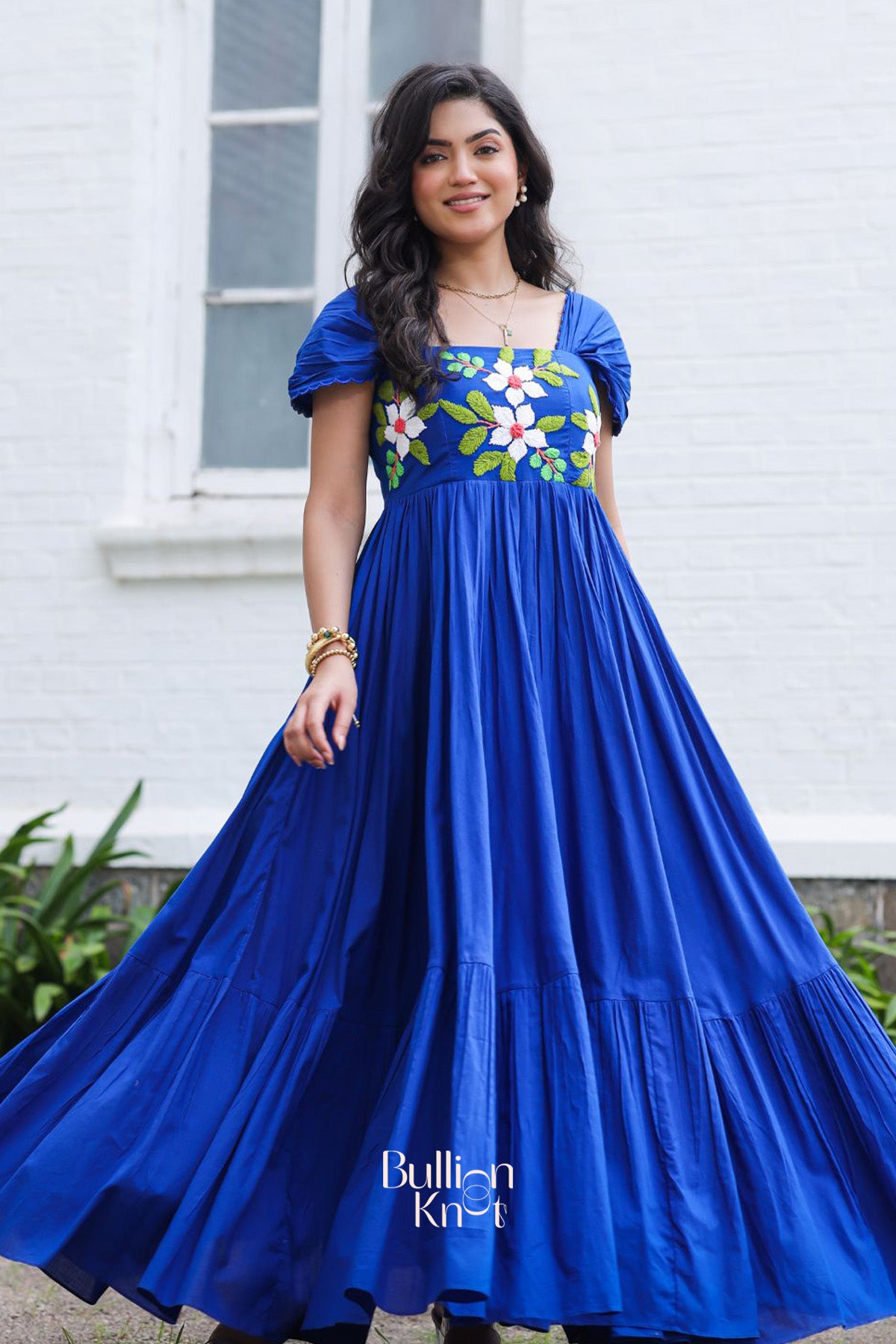 Nebula Maxi Blue Cotton Gown Dress