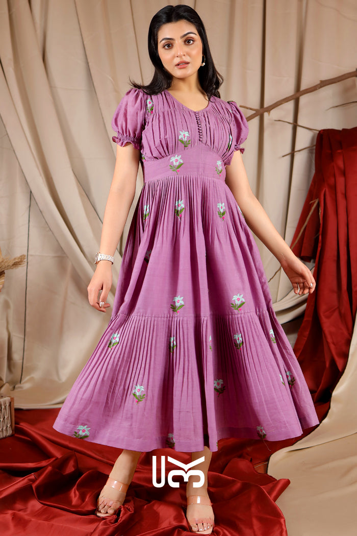 Angelonia Summer Iilac Cotton Midi Dress