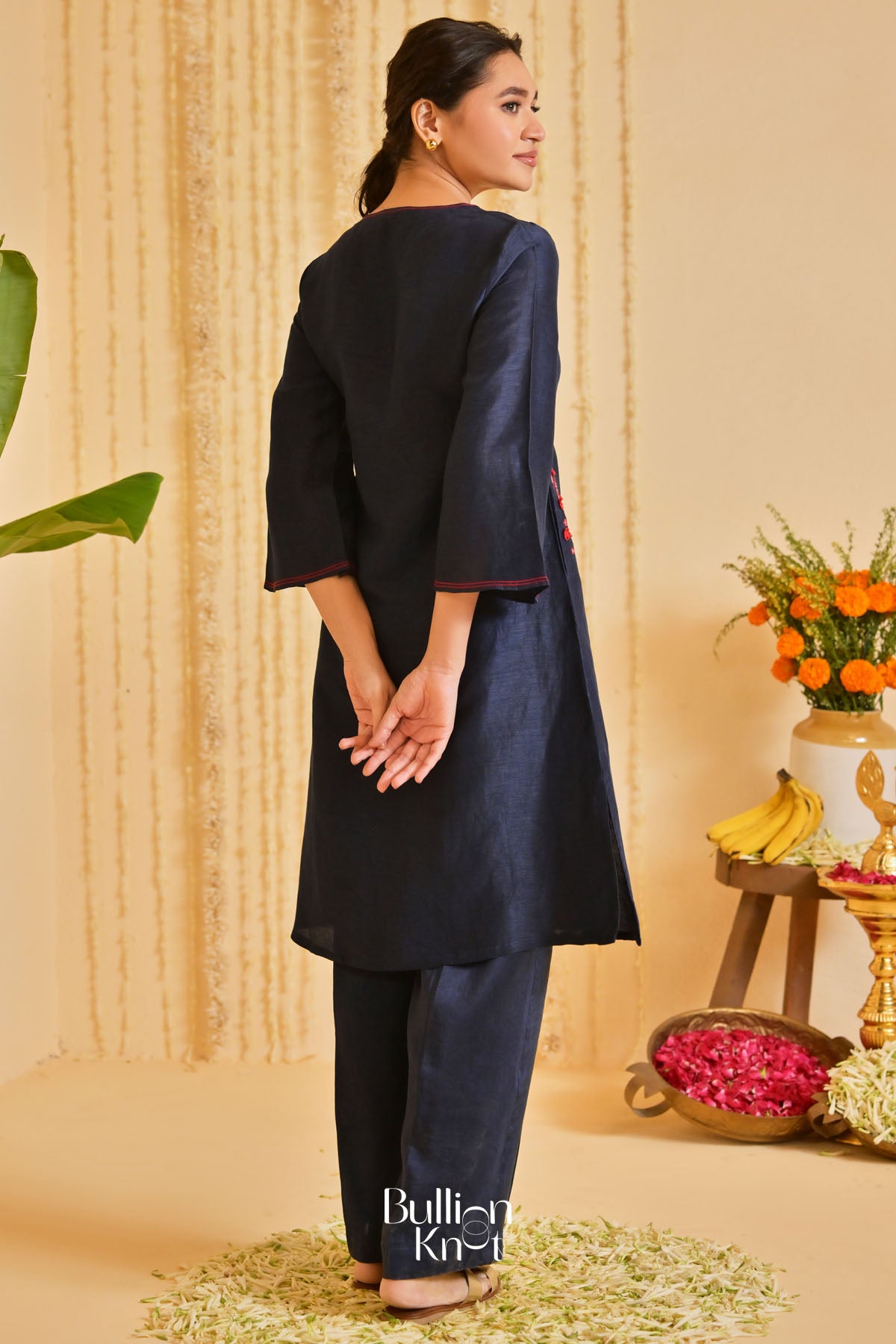 Tatvaneel Linen Kurta Set (Dress) in Deep Blue