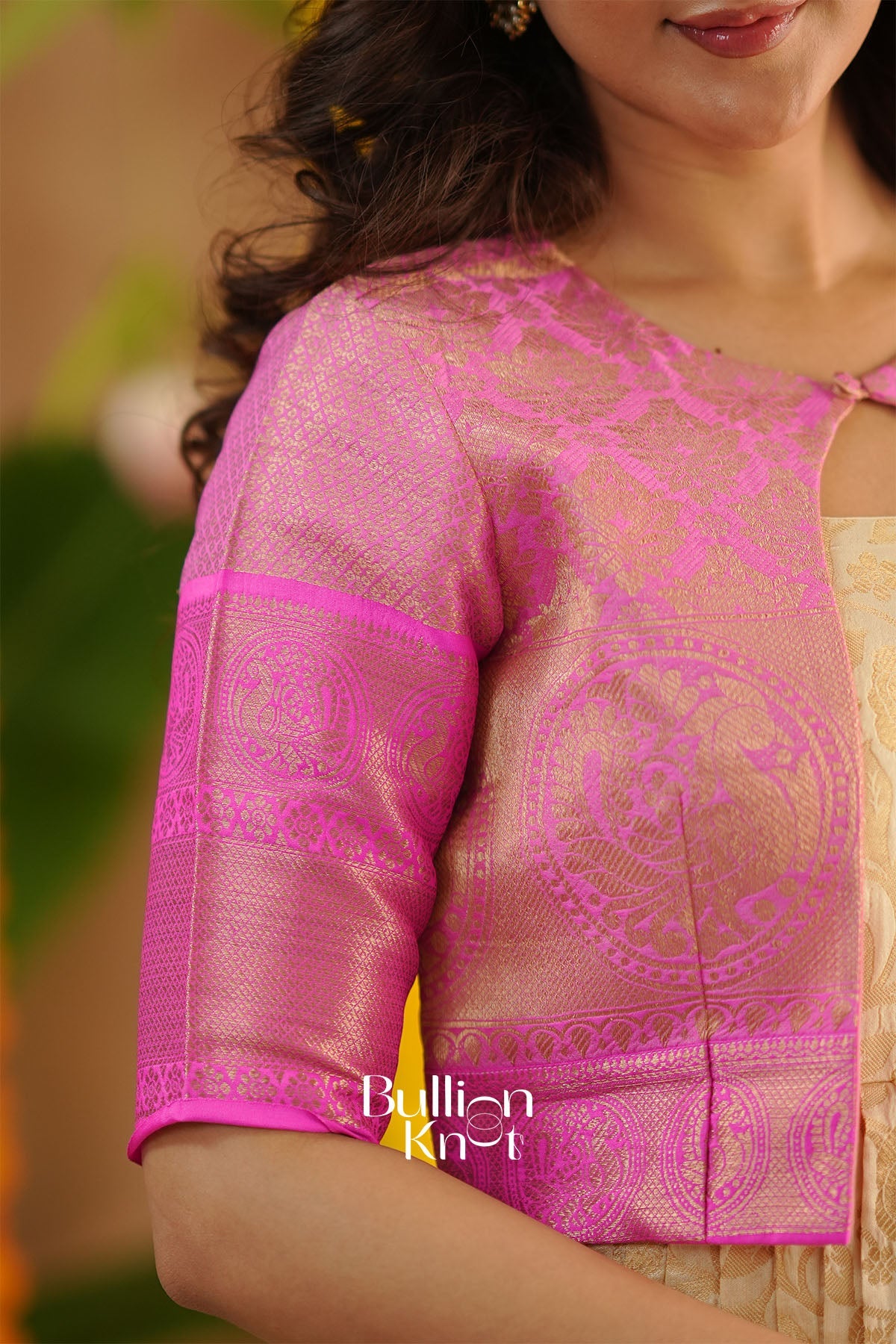 Mithila Kota Zari Pattu Cream With Jacket Gown Dress