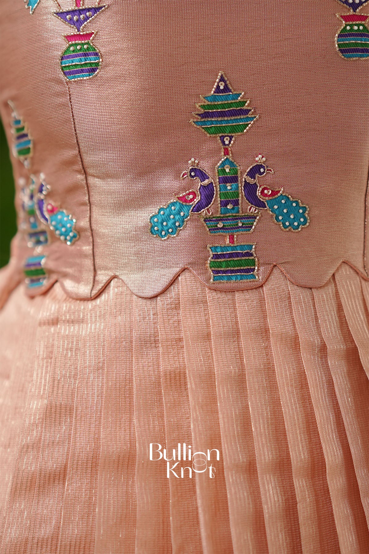 Hansmukti Paithani Silk (Dress) In Peach