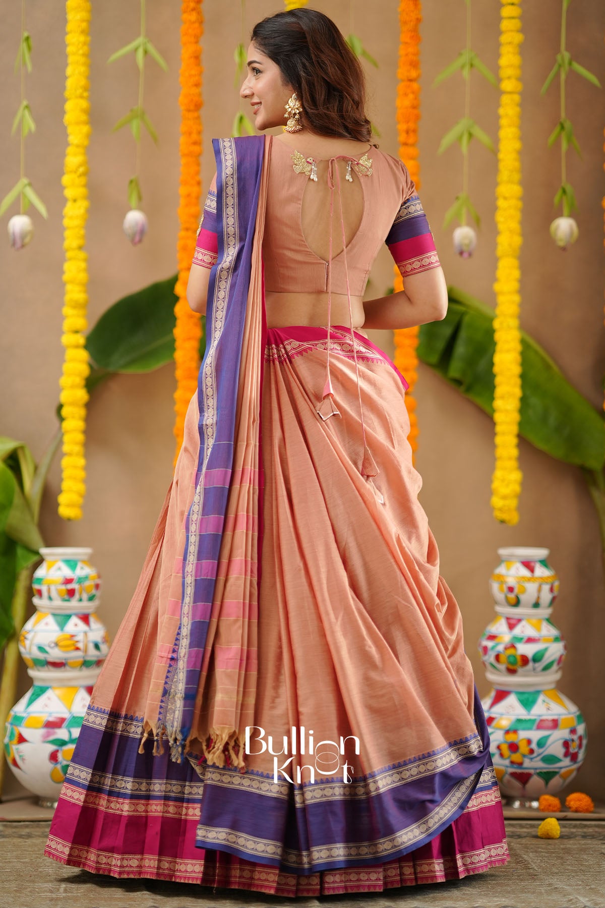 Mridula 2-In-1 Half Saree In Navy Blue