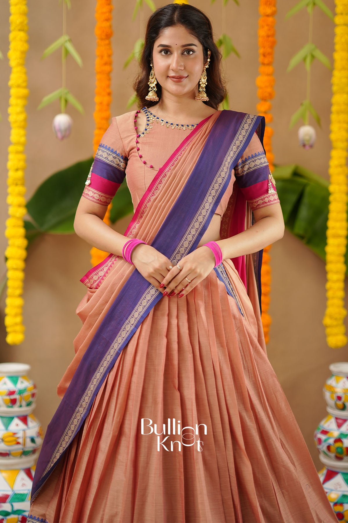 Mridula 2-In-1 Half Saree In Navy Blue