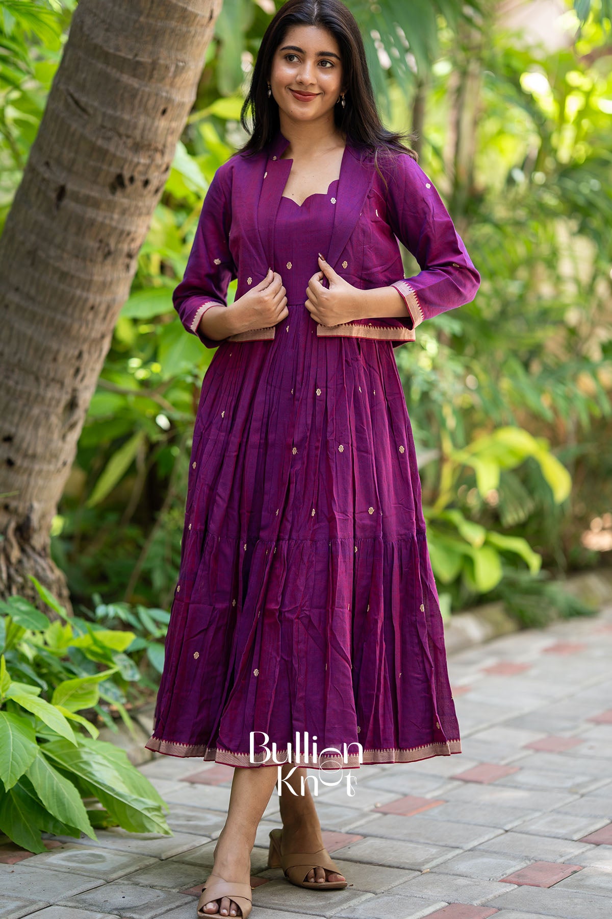 Ridhima Handloom Midi(Dress) in Magenta