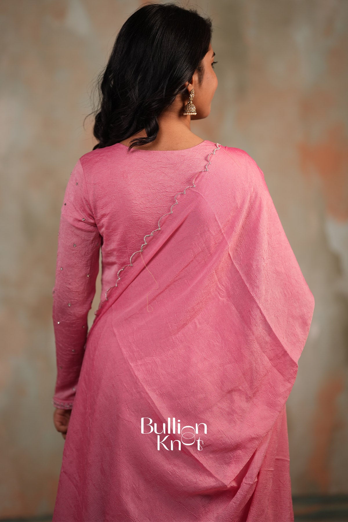 Sharanya Crush silk Dress in Pink