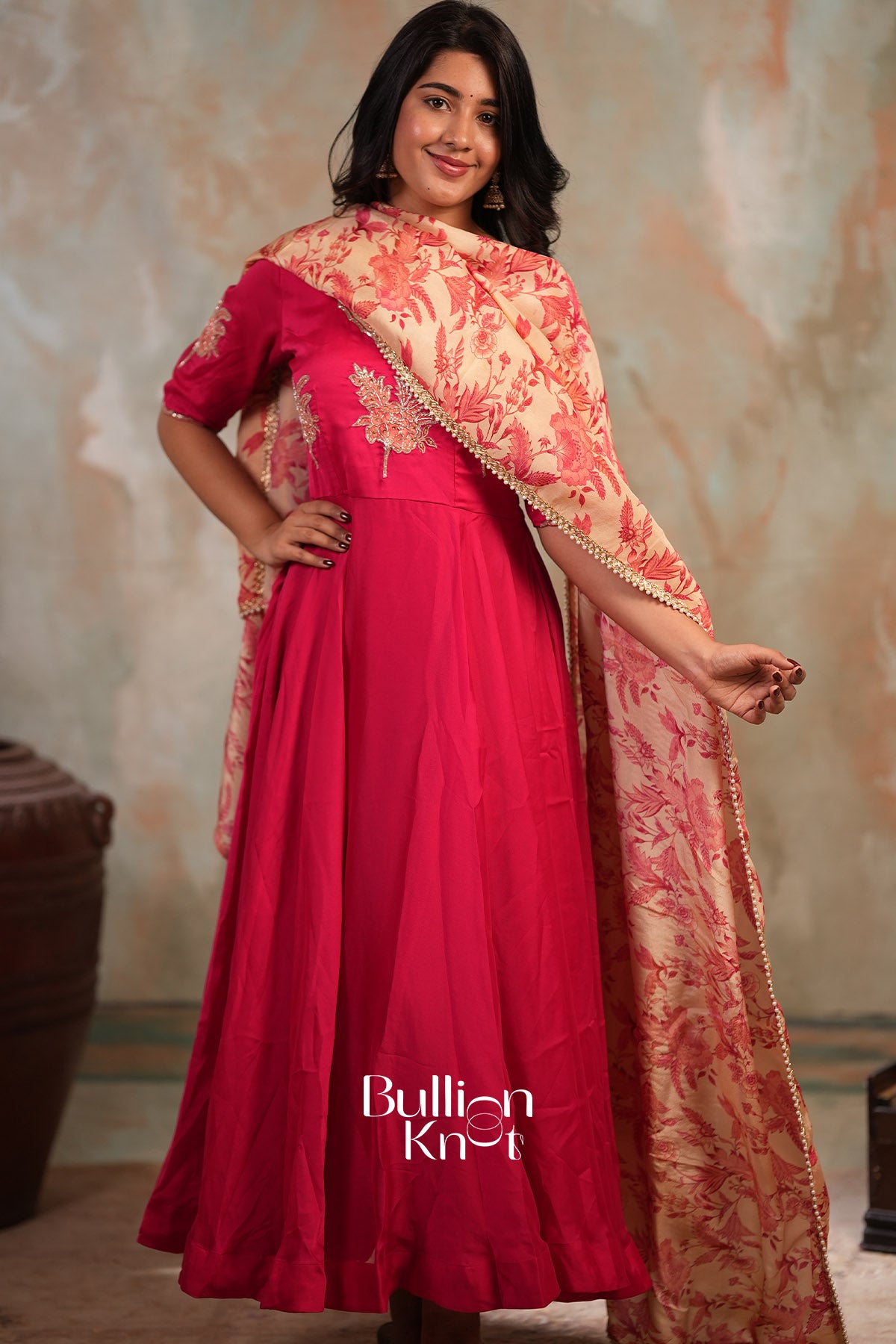 Palash Rangoli Silk Fully Stitched Anarkali Dress In Pink