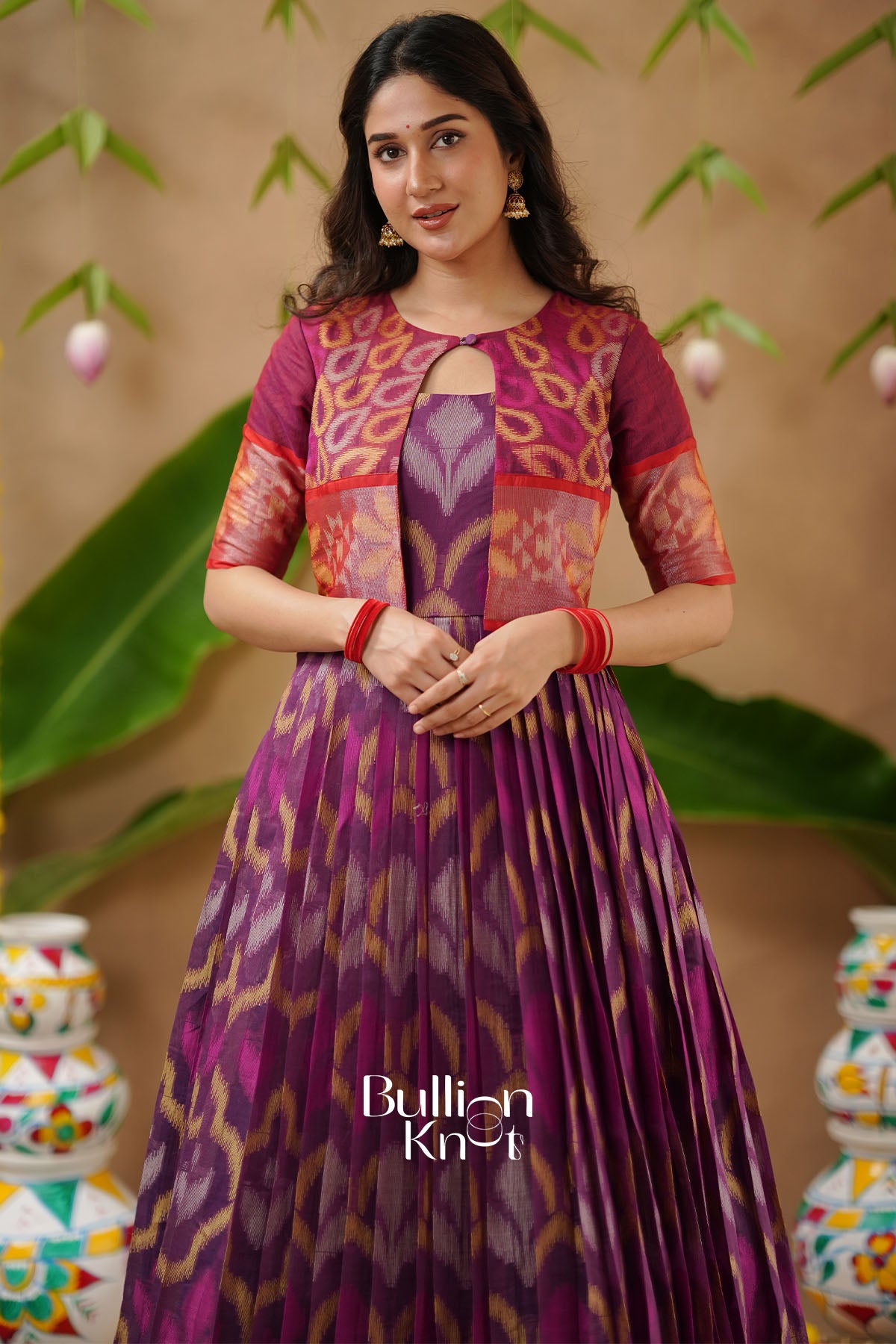 Malvika Ikkat Pochampally Pattu (Dress) in Purple
