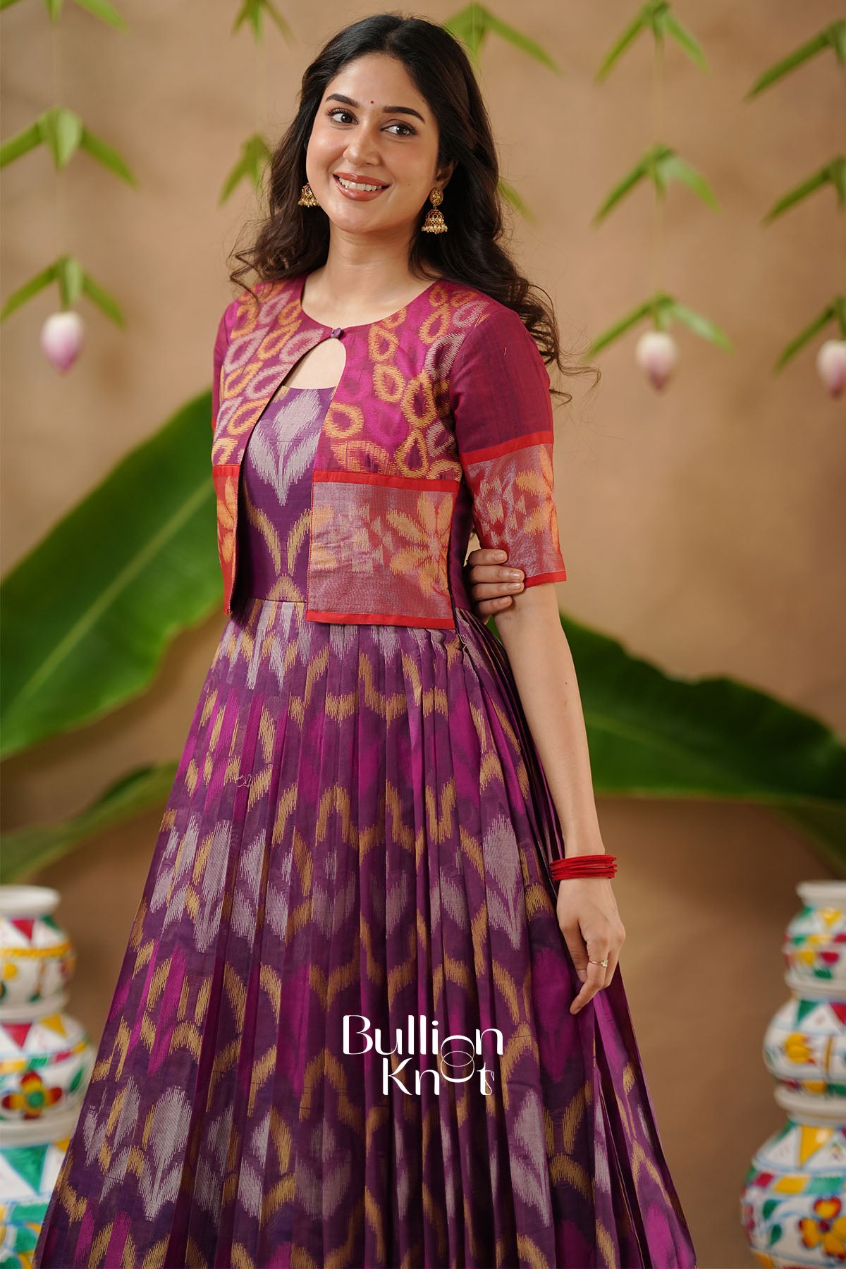 Malvika Ikkat Pochampally Pattu (Dress) in Purple