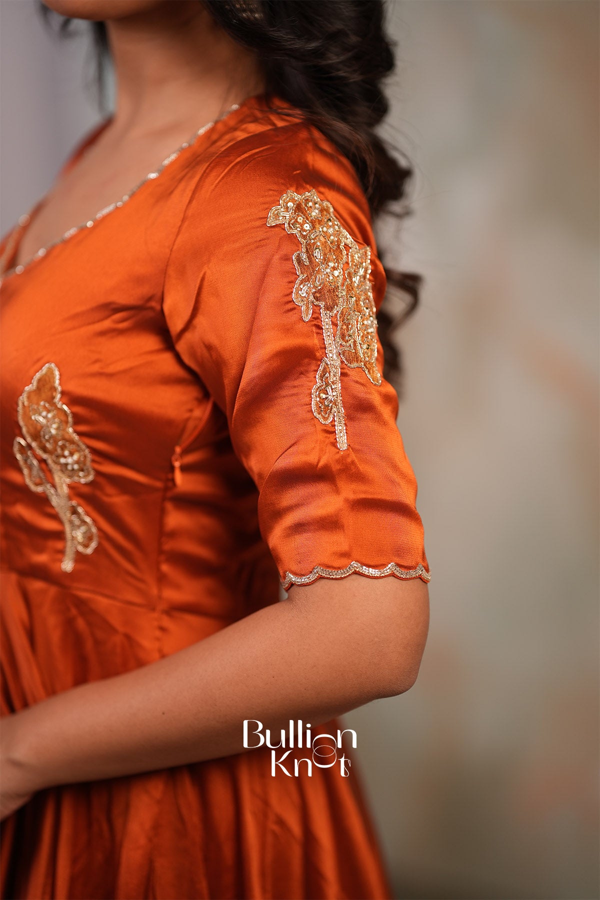 Suhaani Rangoli Silk Fully Stitched Anarkali Dress In Rust