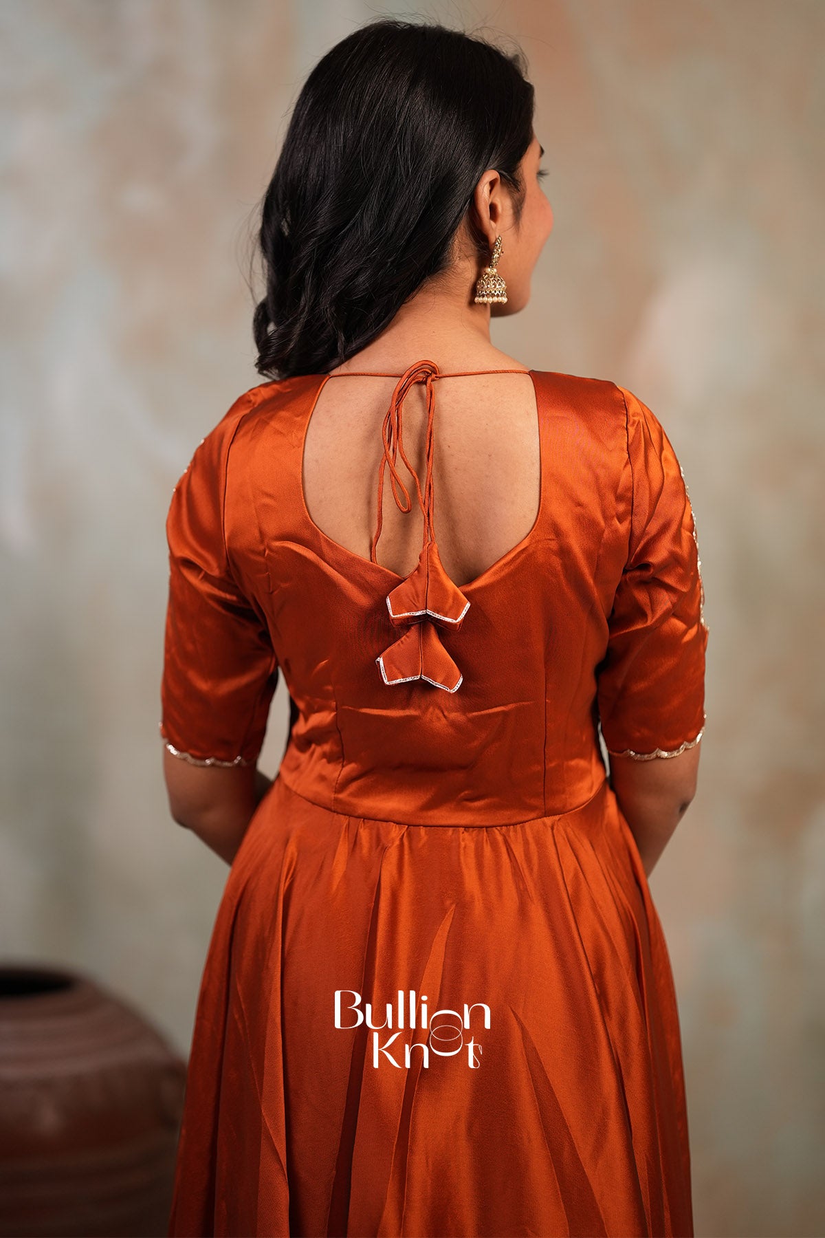 Suhaani Rangoli Silk Fully Stitched Anarkali Dress In Rust