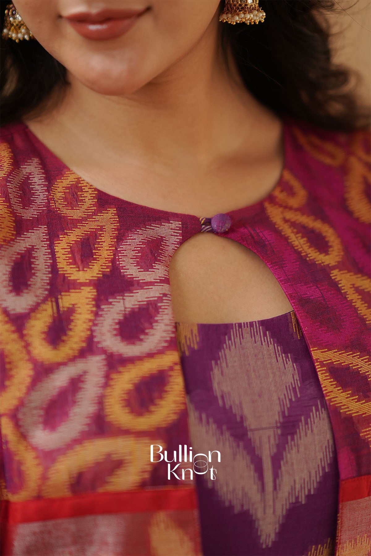 Malvika Ikkat Pochampally Pattu (Dress) in Purple